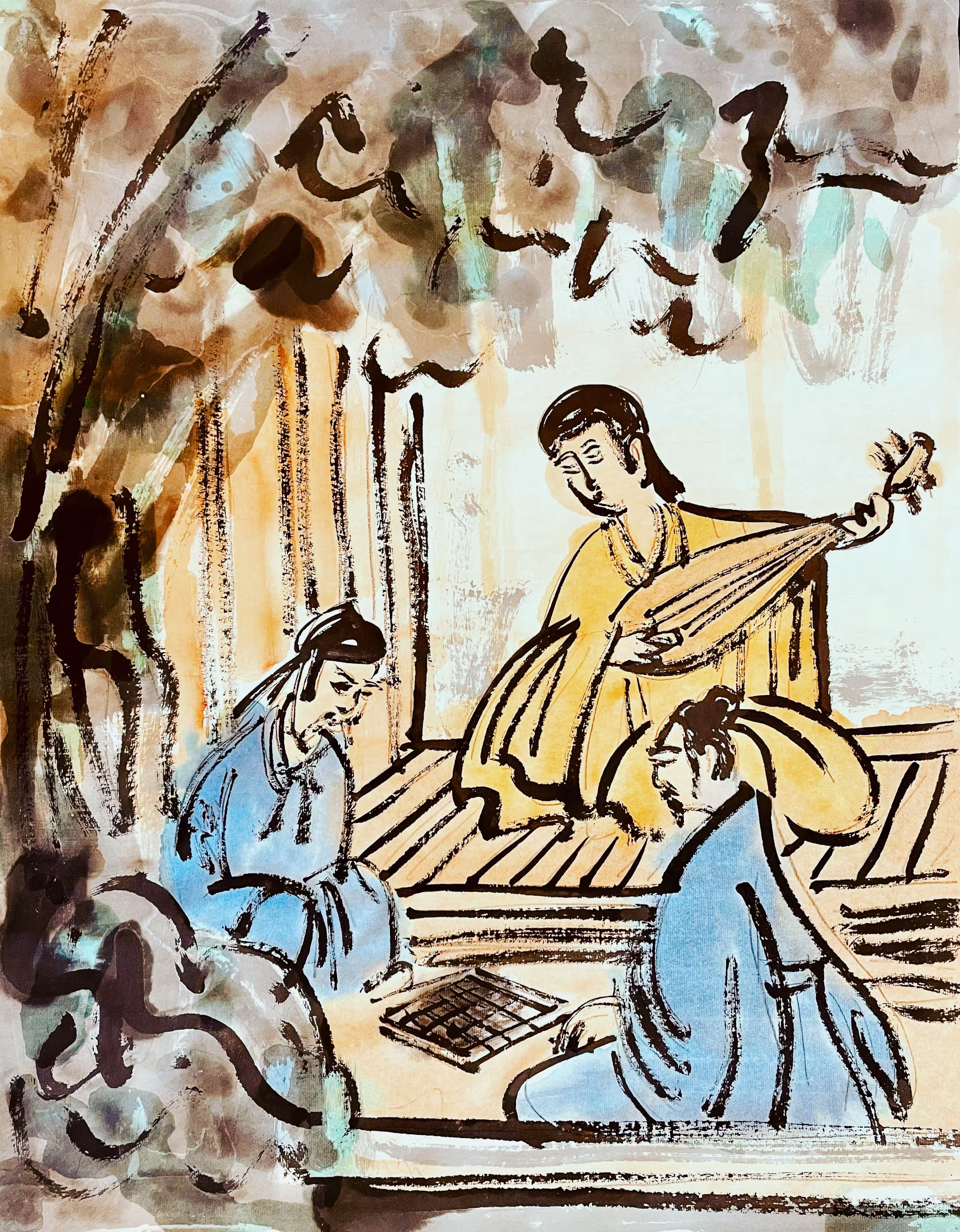 Gamers and Lute Player