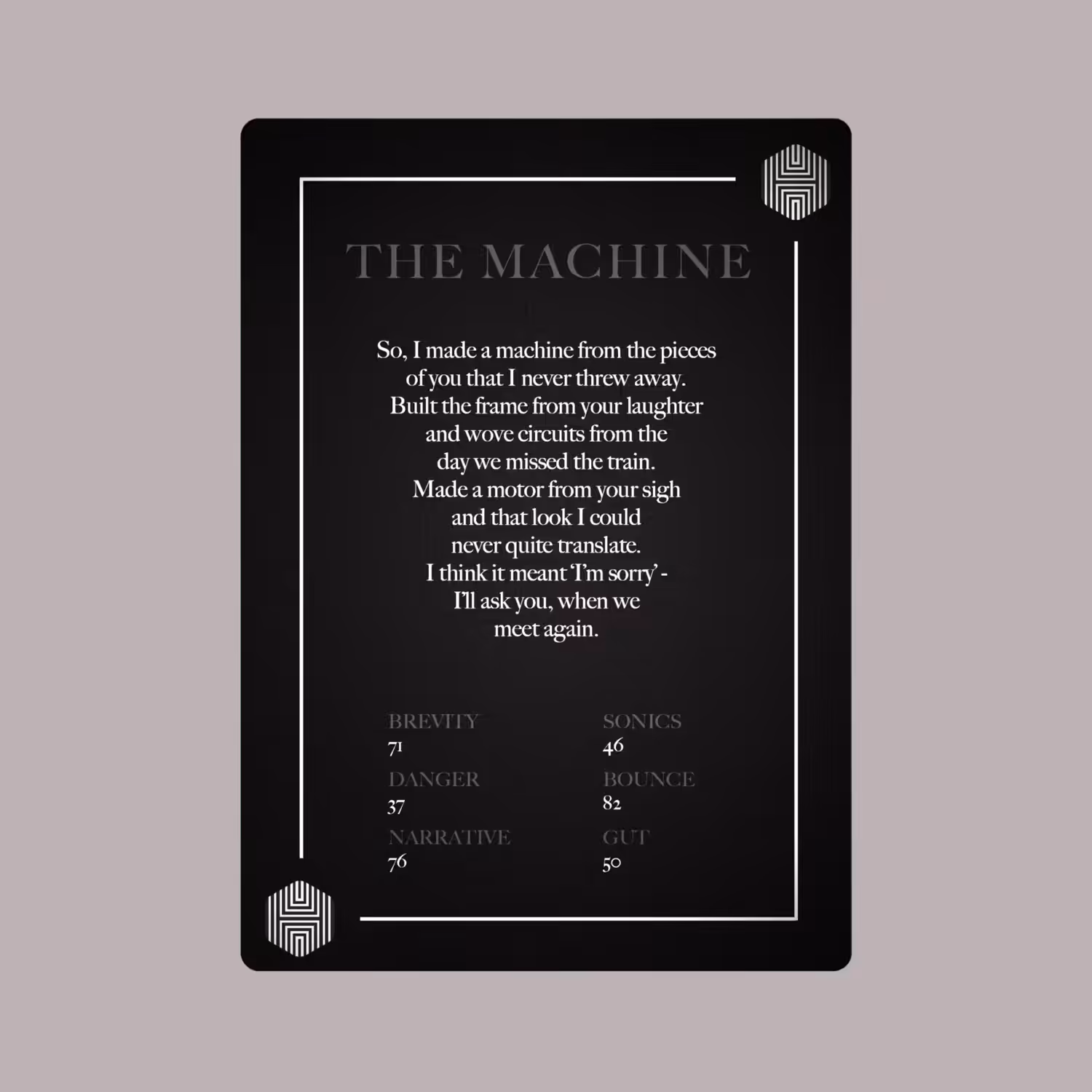 POETRY CARDS VOL 1 | META/VERSE: 037 - THE MACHINE
