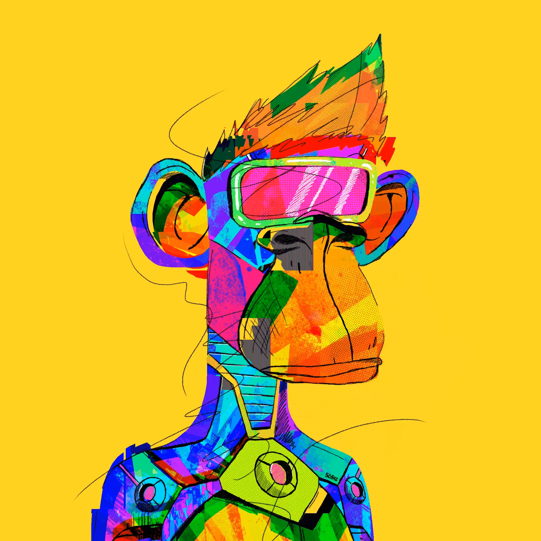 Bored cyber glitch AF ape (BAYC Derivatives Ape)