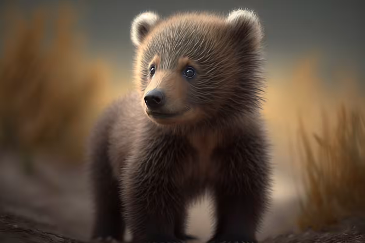 A Fuzzy Grizzly Bear Cub