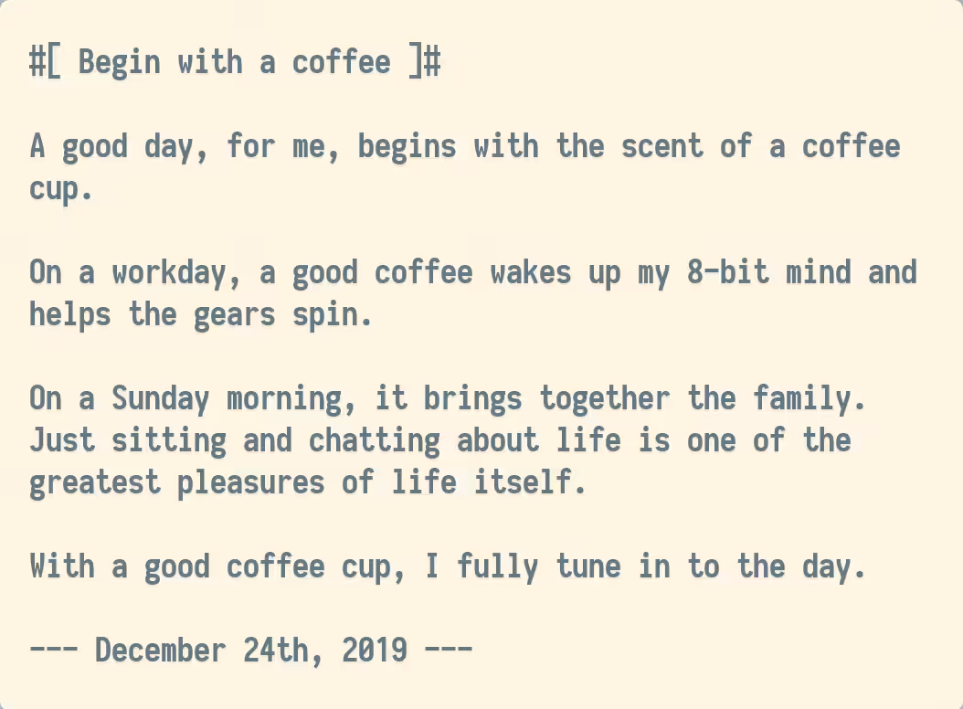 Begin with a coffee