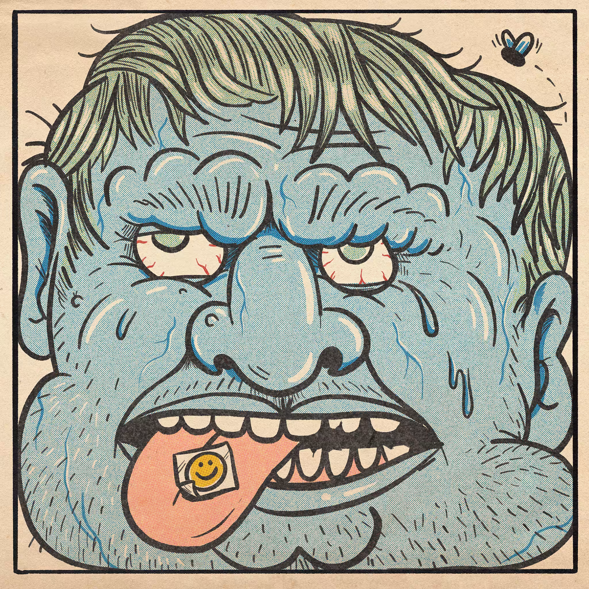 Blue Dead Head Zombie Hippie