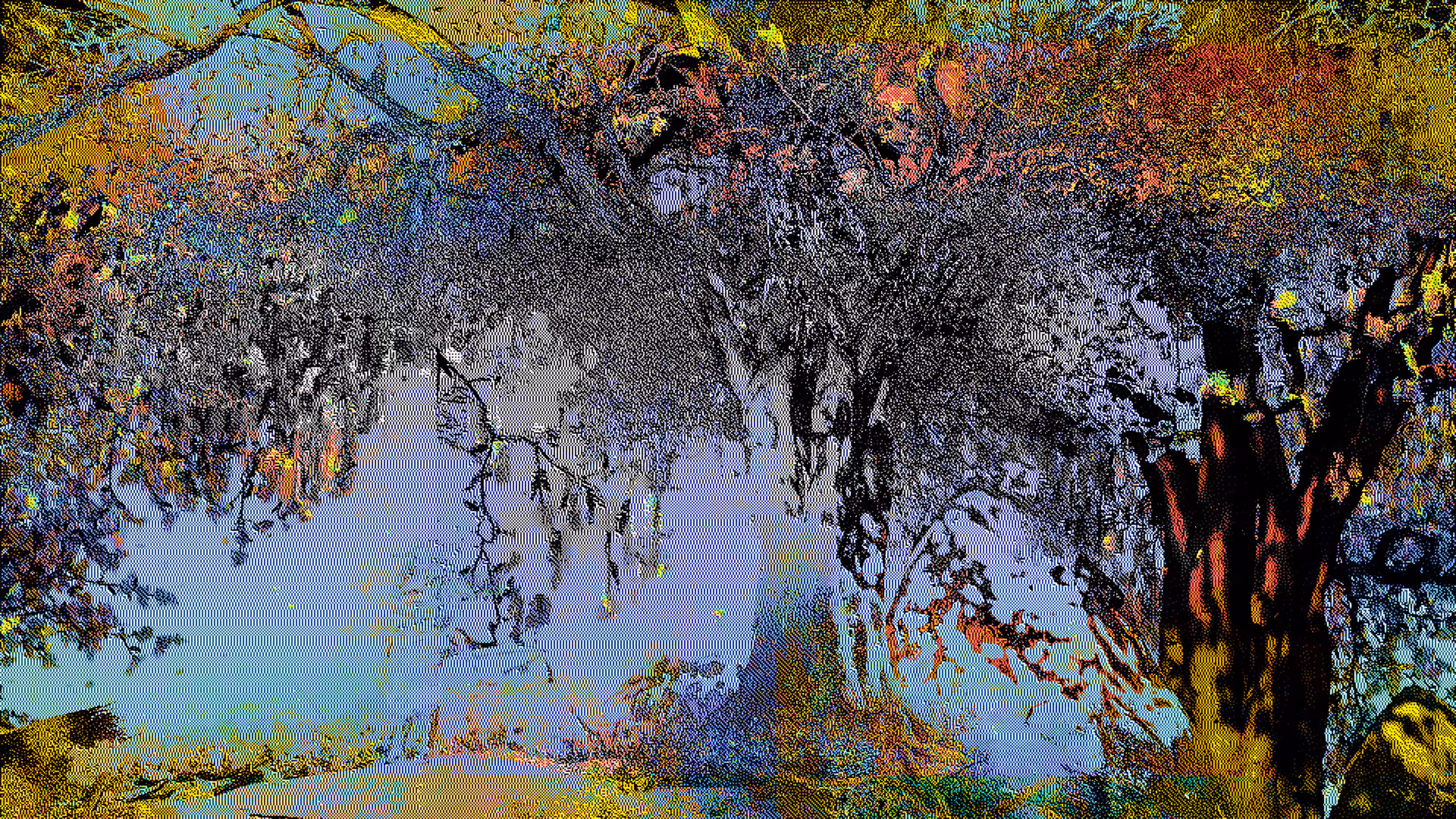 The trees stand like half-finished sentences