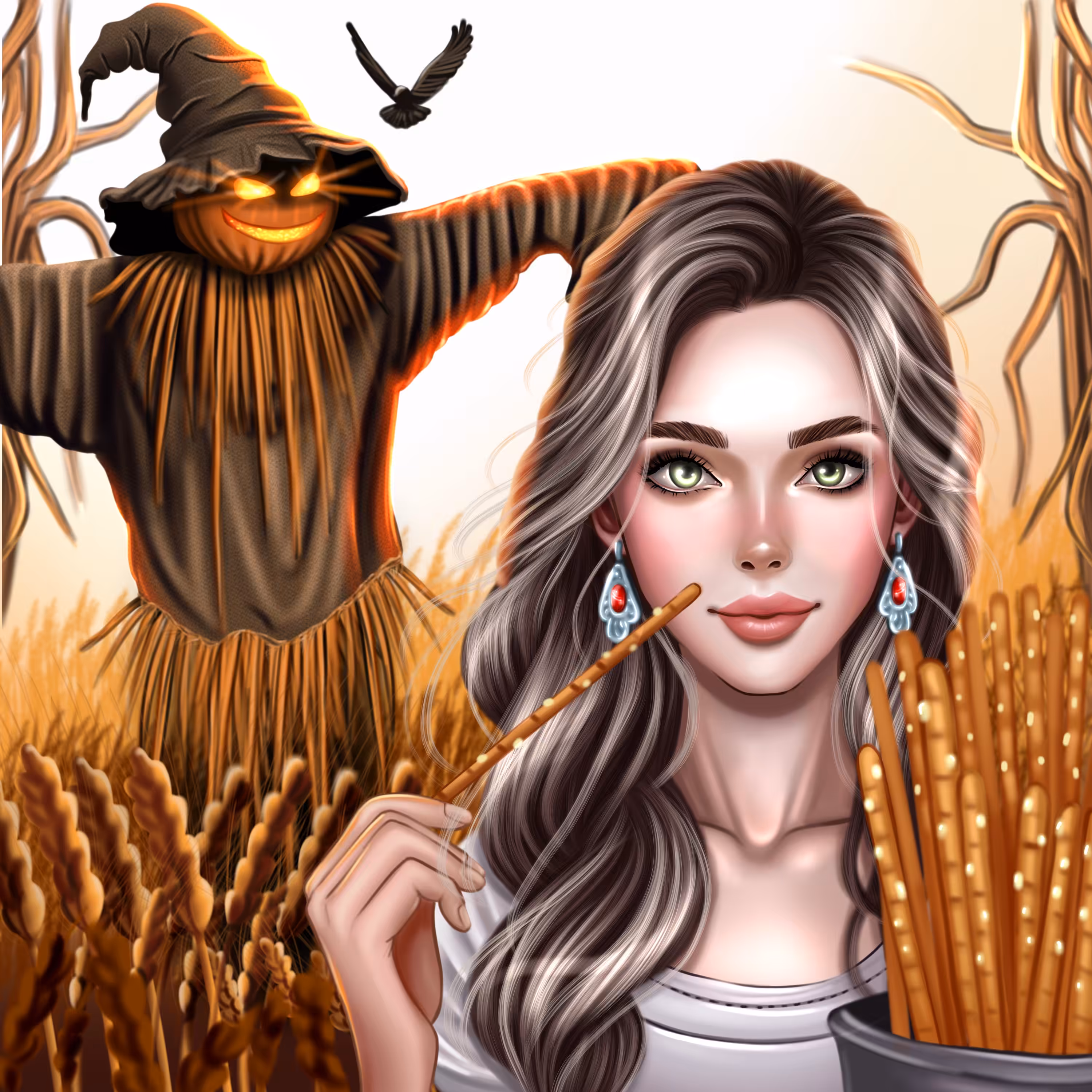 👹Scarecrow stuffed with salted sticks👹