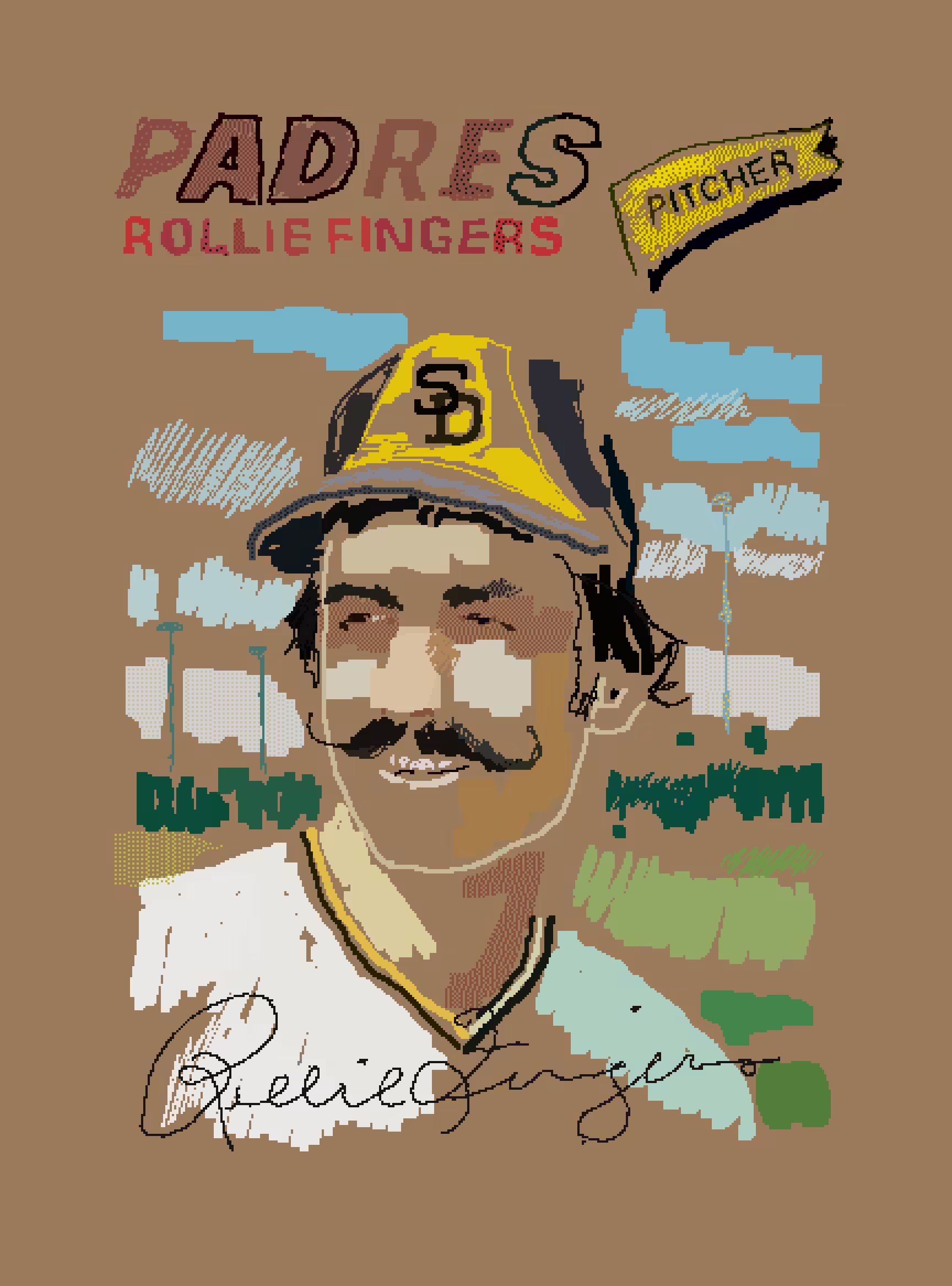 Pixel Art Sketchbook: Rollie Fingers '77