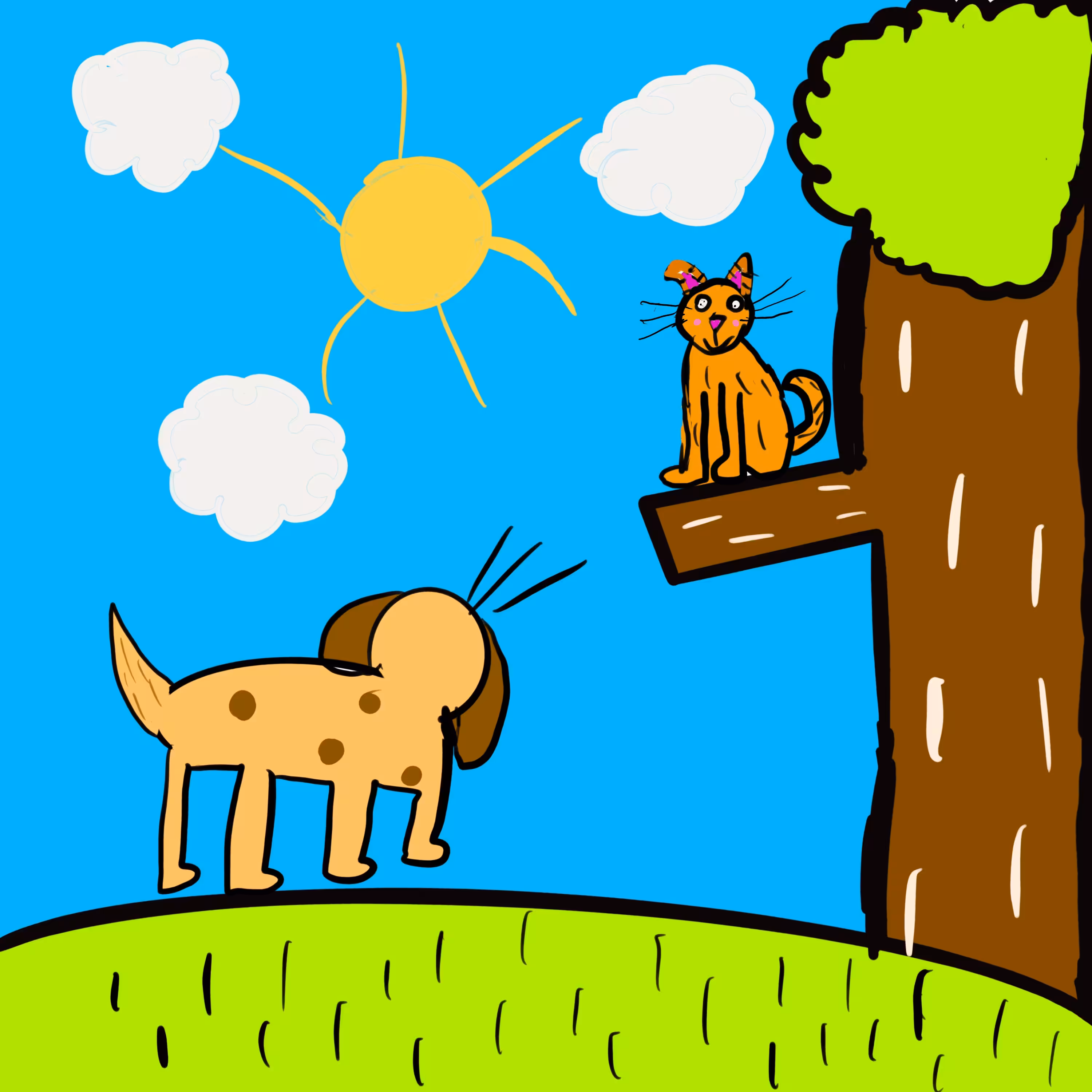 Barking dog and poor cat