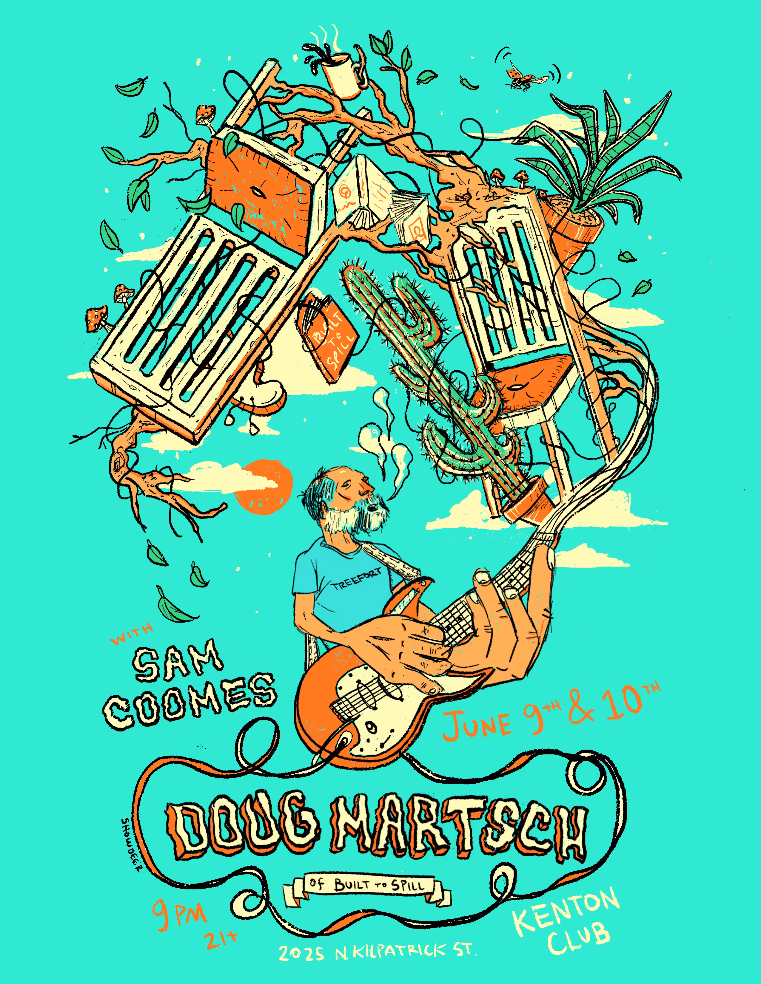 SHOWDEER POSTERS: DOUG MARTSCH (of Built to Spill) - Live at Kenton Club, Portland, Oregon - JUNE 9TH AND 10TH, 2021