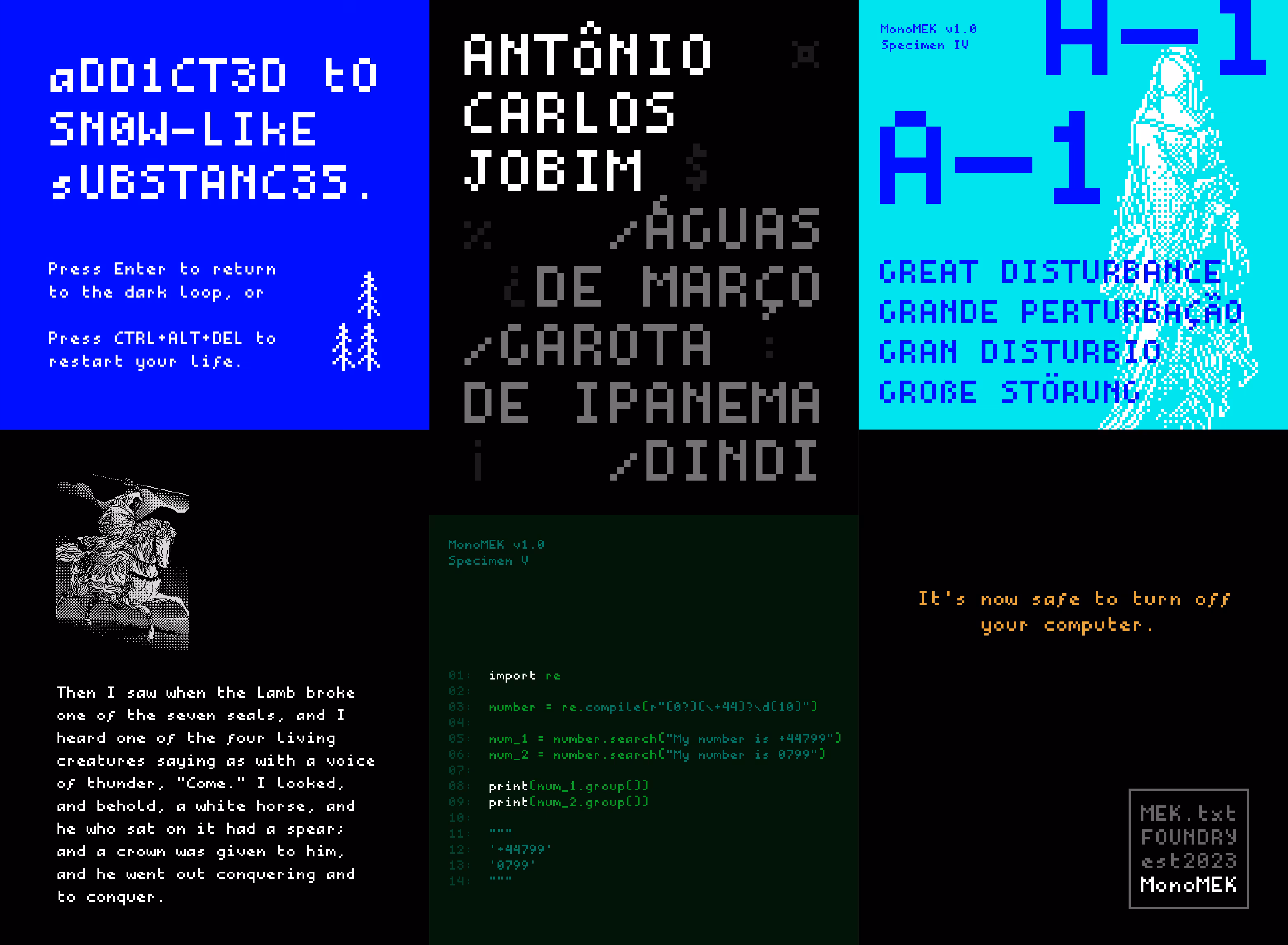 MEK.type: Type Specimen, MonoMEK v1.0