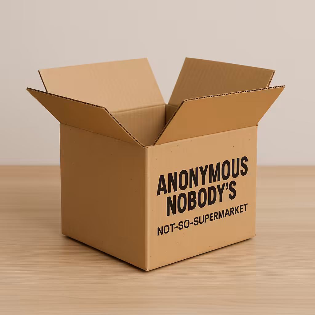 Anonymous Nobody’s Not-So-Supermarket Sale Rack: Cardboard Box