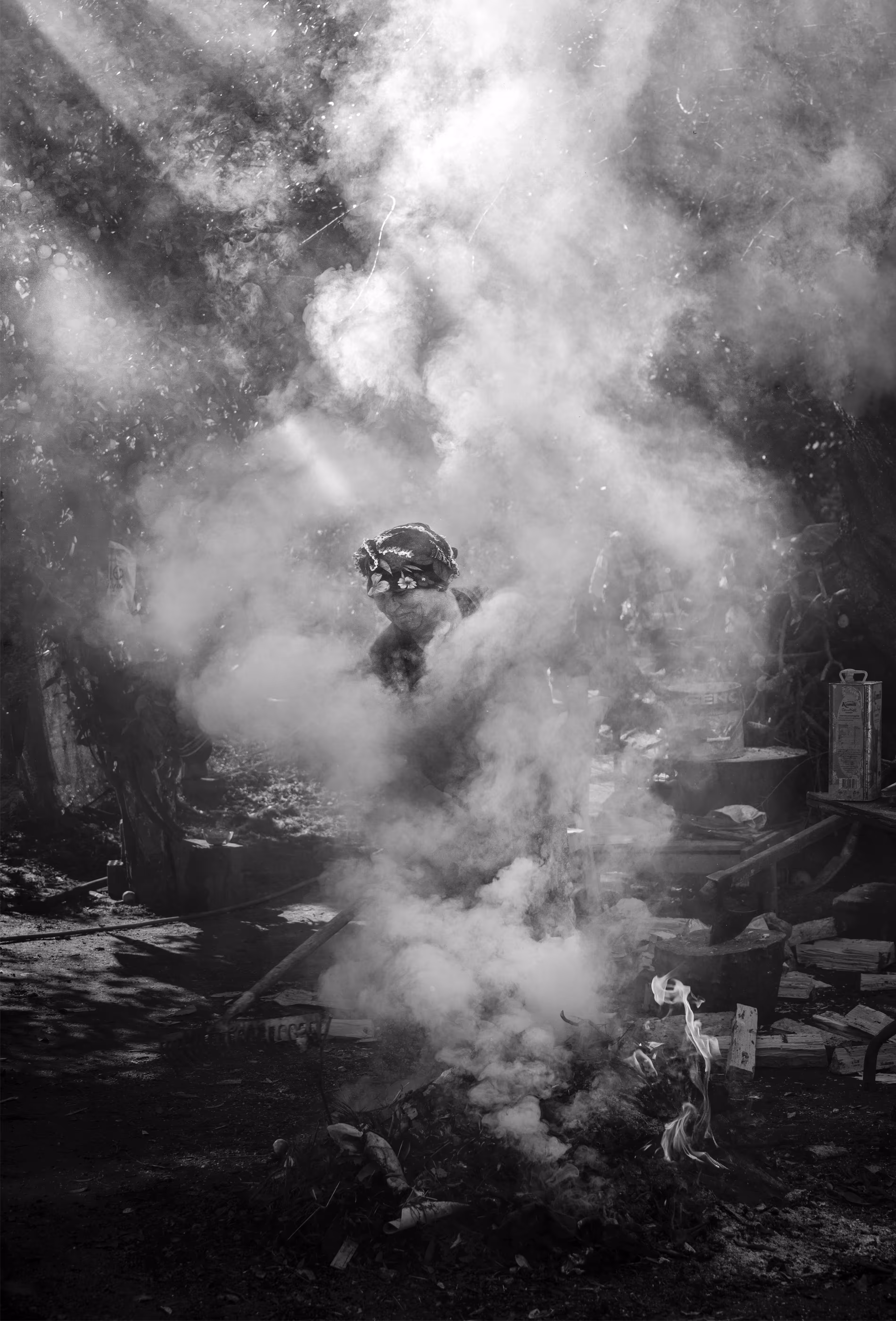 woman in smoke