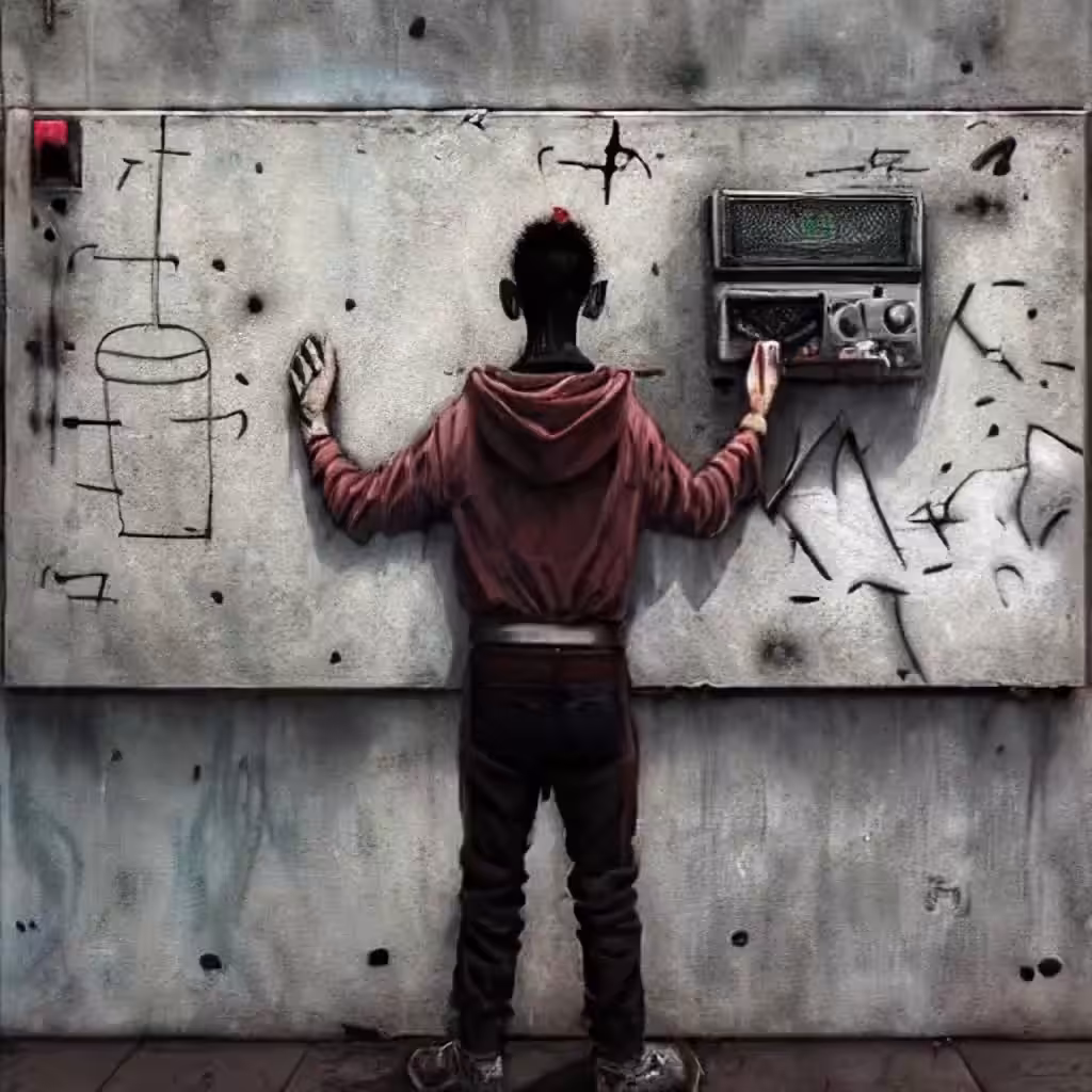 Mind Beat. Graffiti on a concrete wall