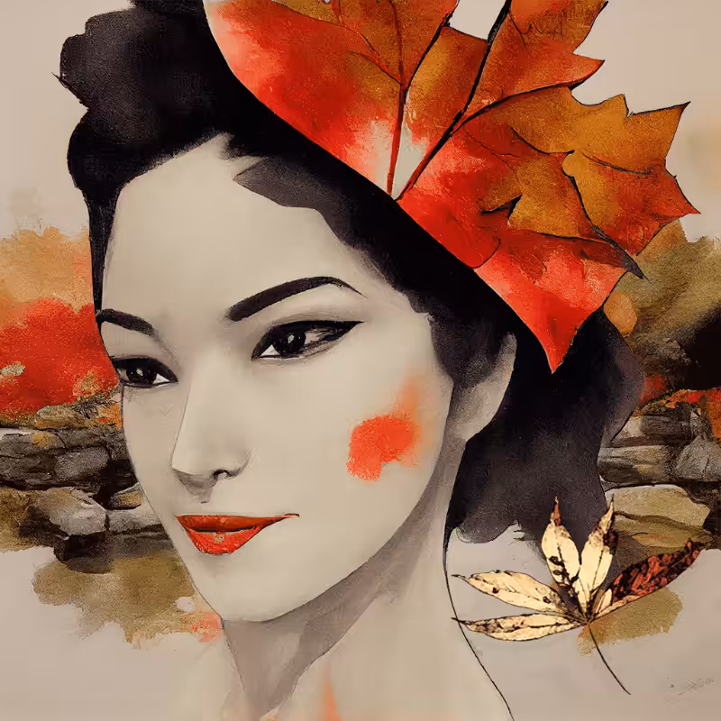 Geisha and Autumn Leaves #3