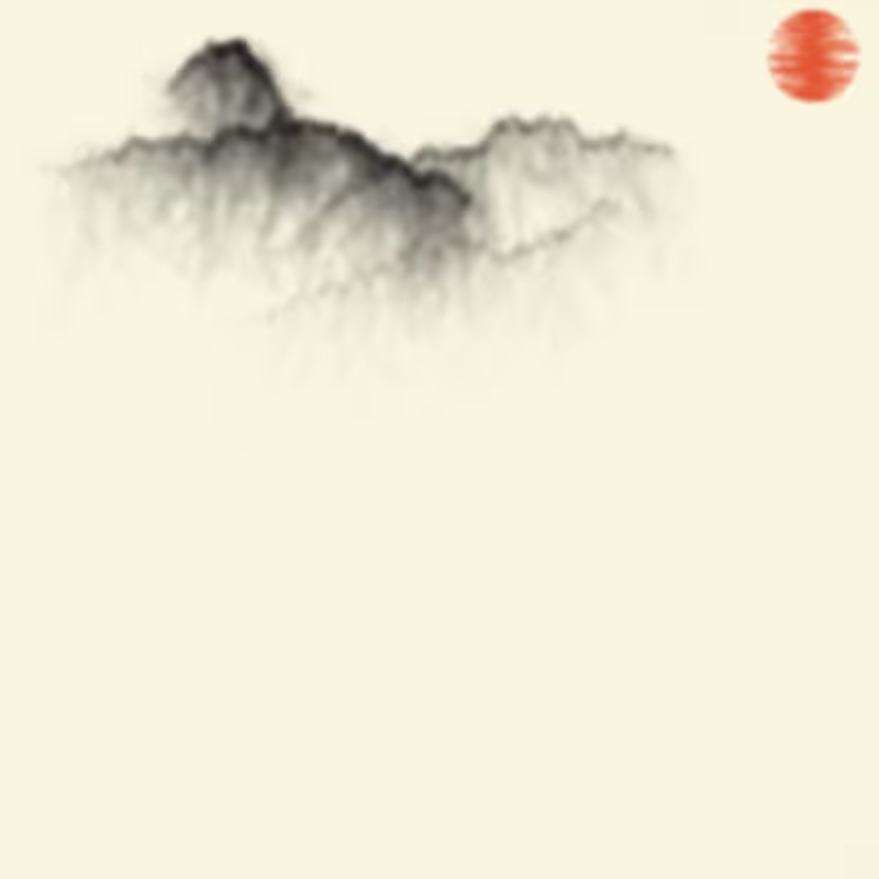 Sumi-E Mountains & Bamboo #16