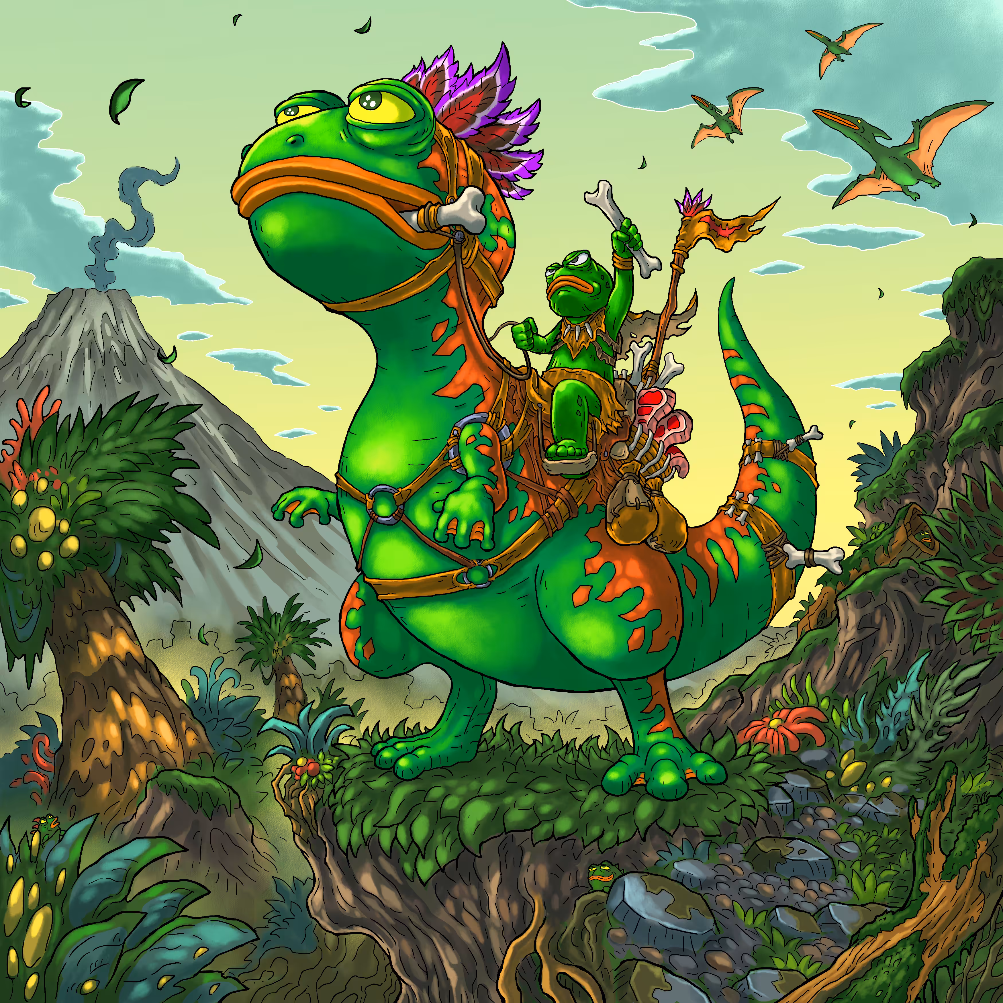 Dino Rider Pepe
