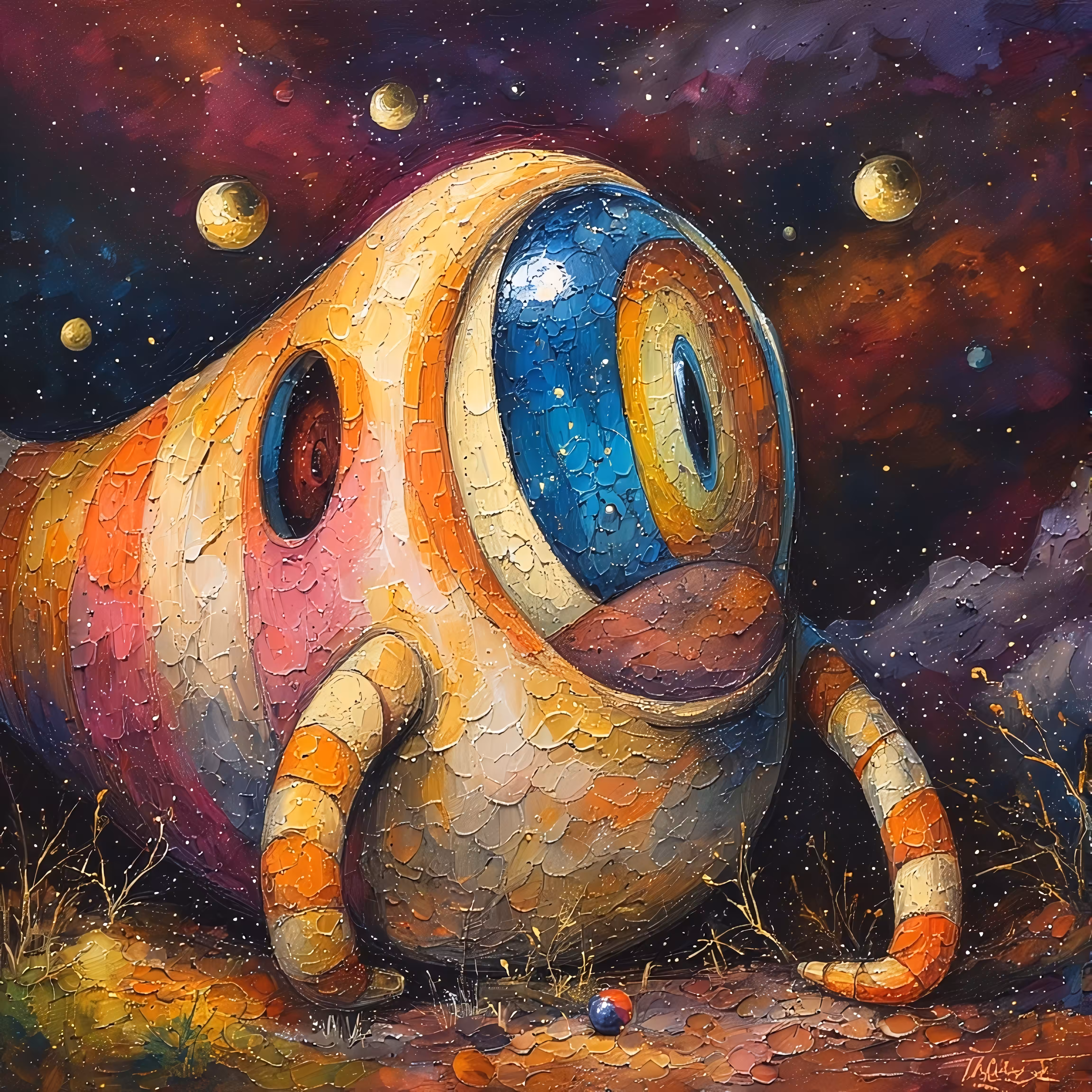 365 Brushstrokes of the Future: The Starry Beholder: A Cosmic Impasto Dream