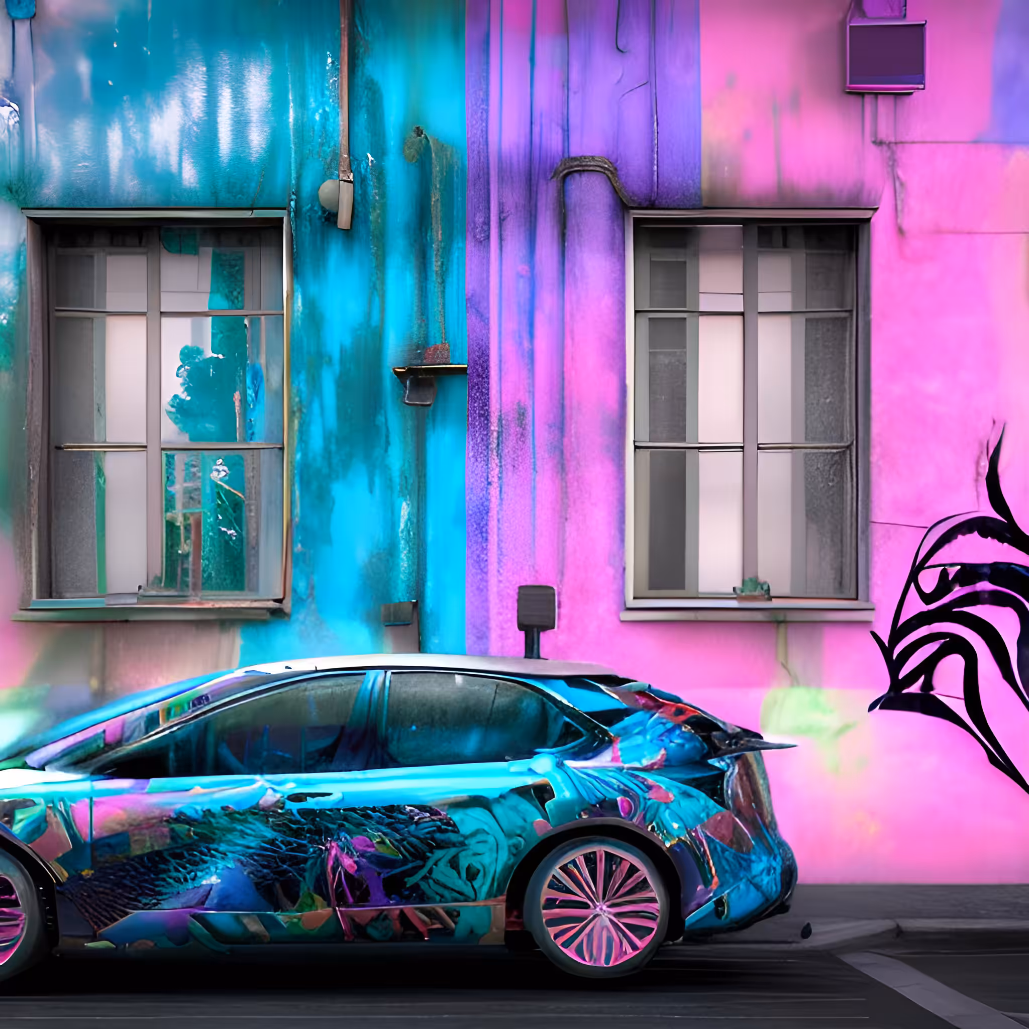 Neon Art: Car Street Art