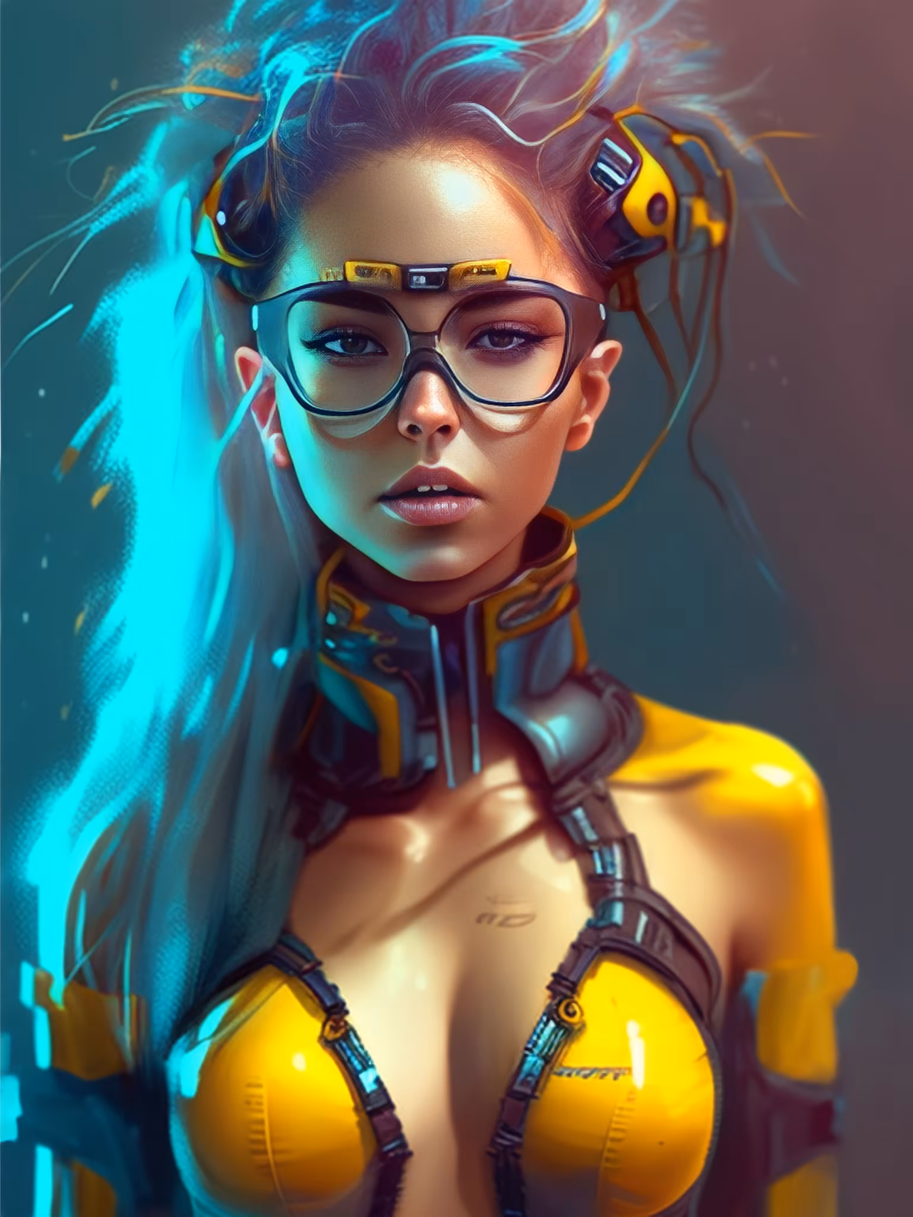 Cyber lady in yellow