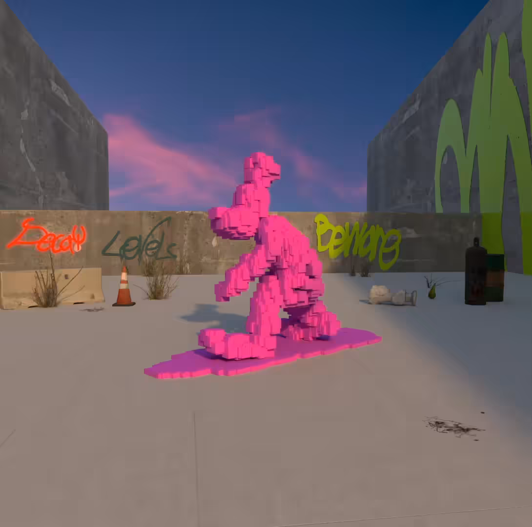 Giant Pixel Surfing Yeti