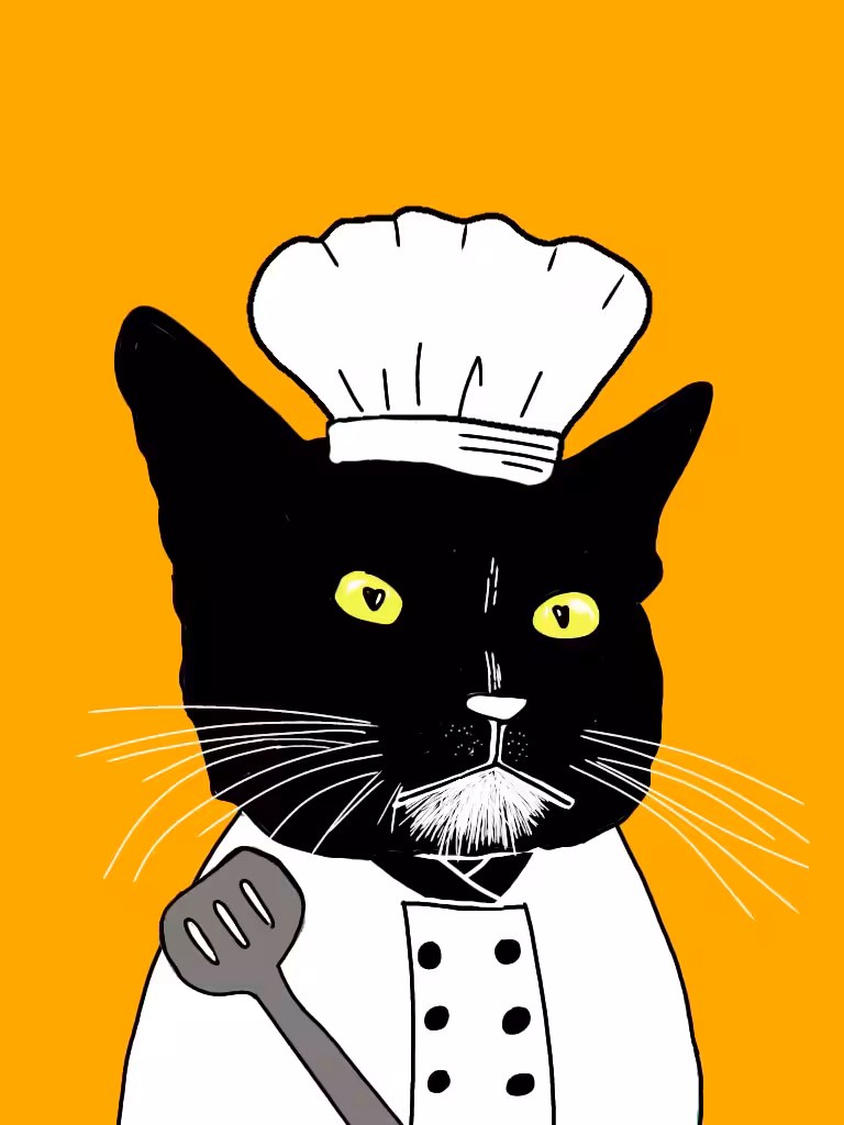 Cutter the cat CEO "Time for cooking"