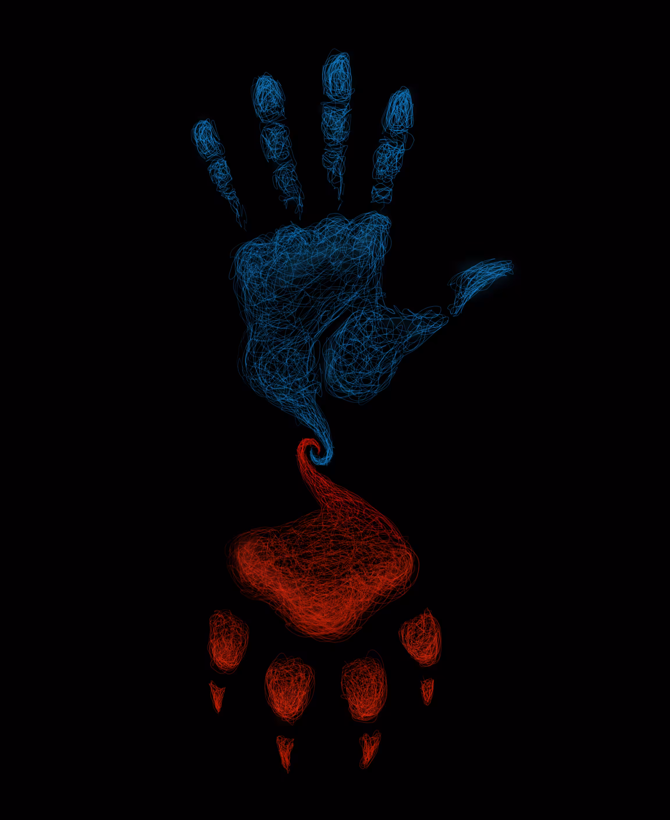 Intertwined paws