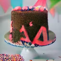 chocolate layer birthday cake with pink piping, rainbow sprinkles, and the letter A