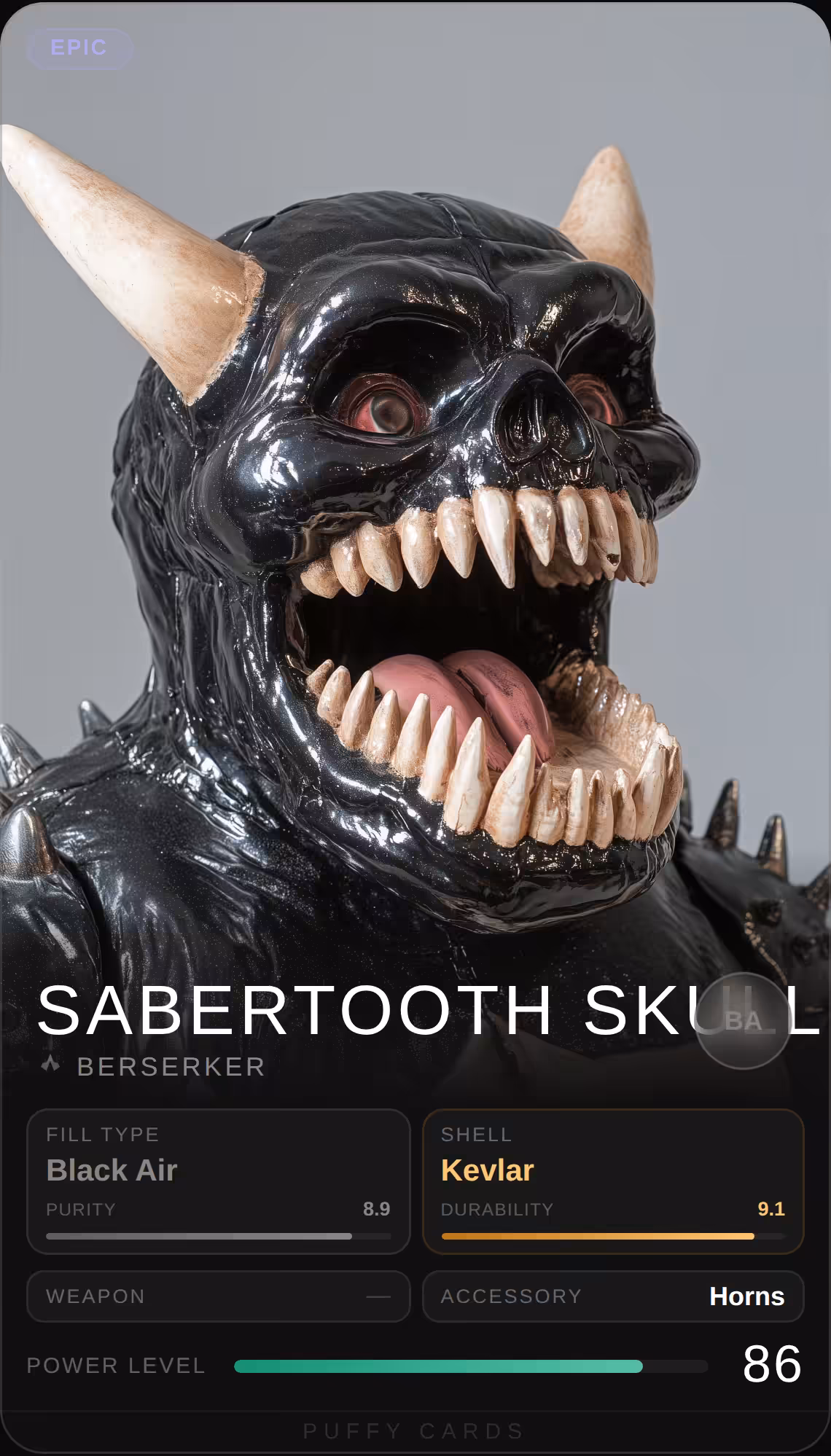 Puffy Cards: Sabertooth Skull