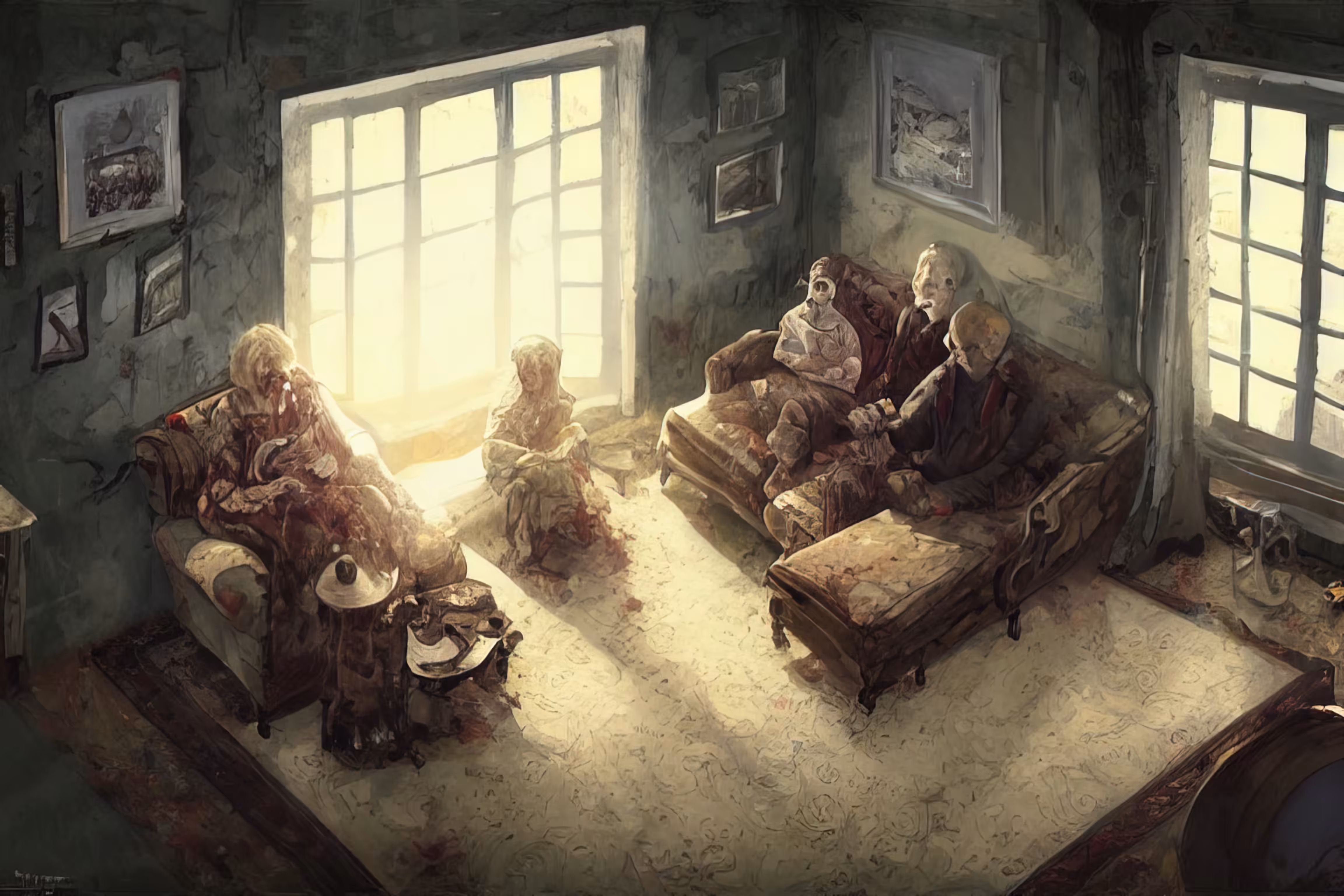 Elderly zombie couple waiting for Godot 02