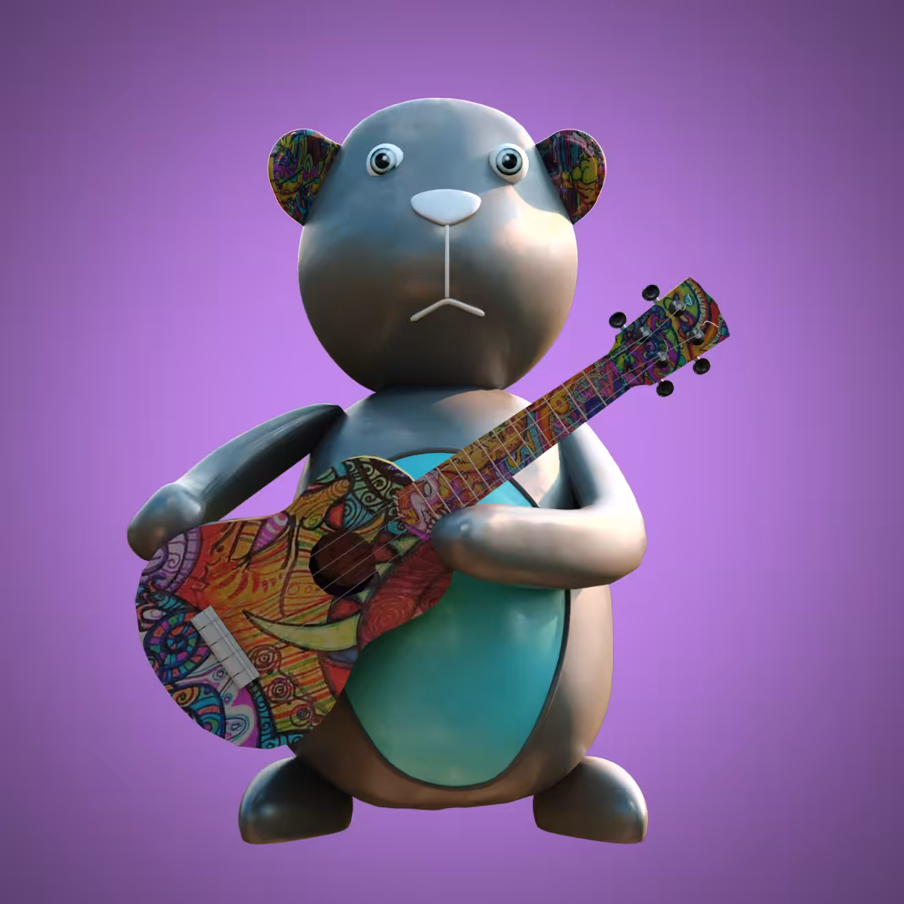 The bear is a guitarist