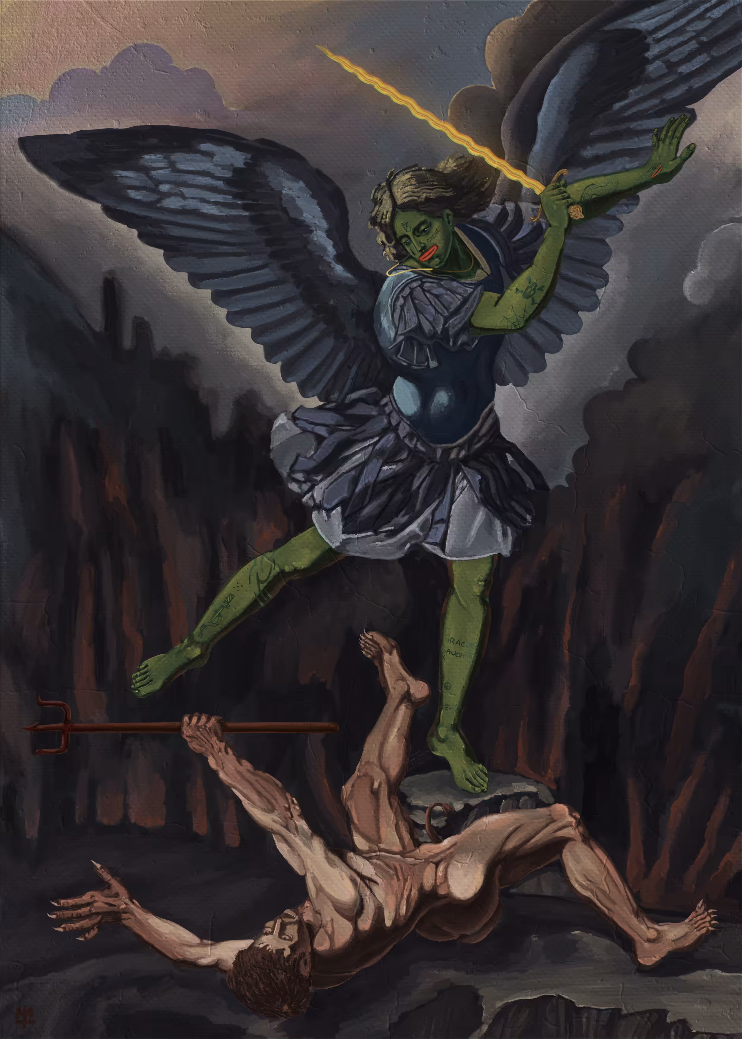 Saint turro pepe defeating the devil