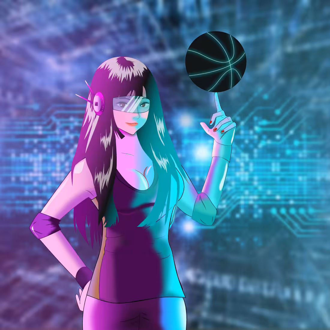 cyberpunk basketball in metaverse