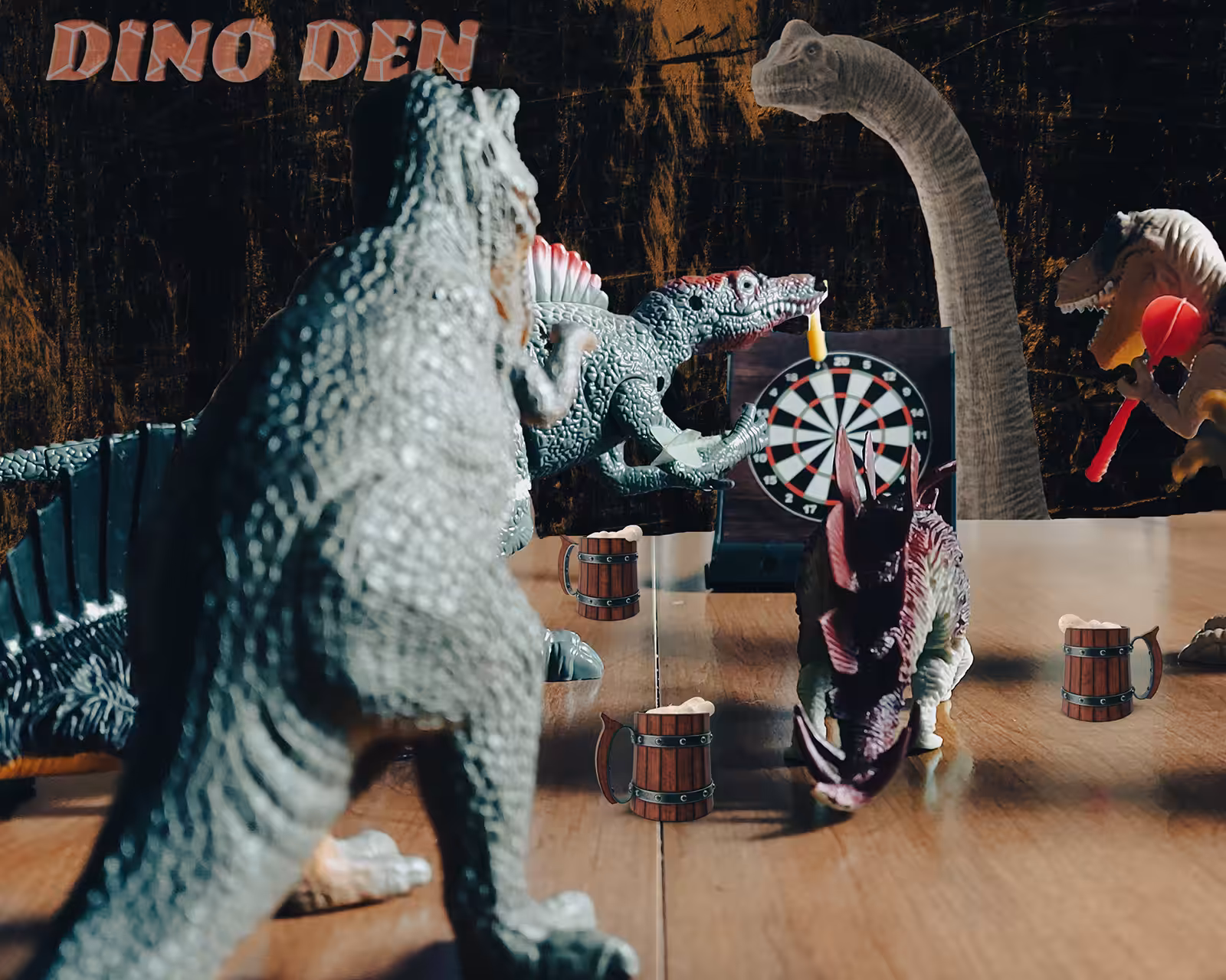 Dinos Playing Darts