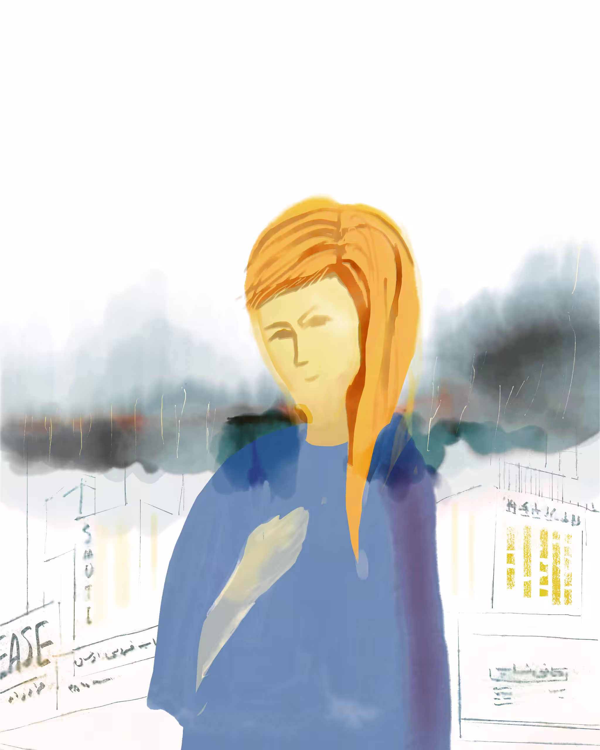the girl in blue