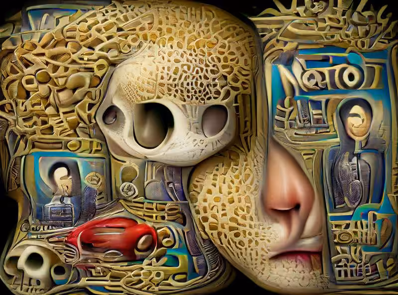 Abraham's First Works: memento mori in the surrealist style of Naoto Hattori