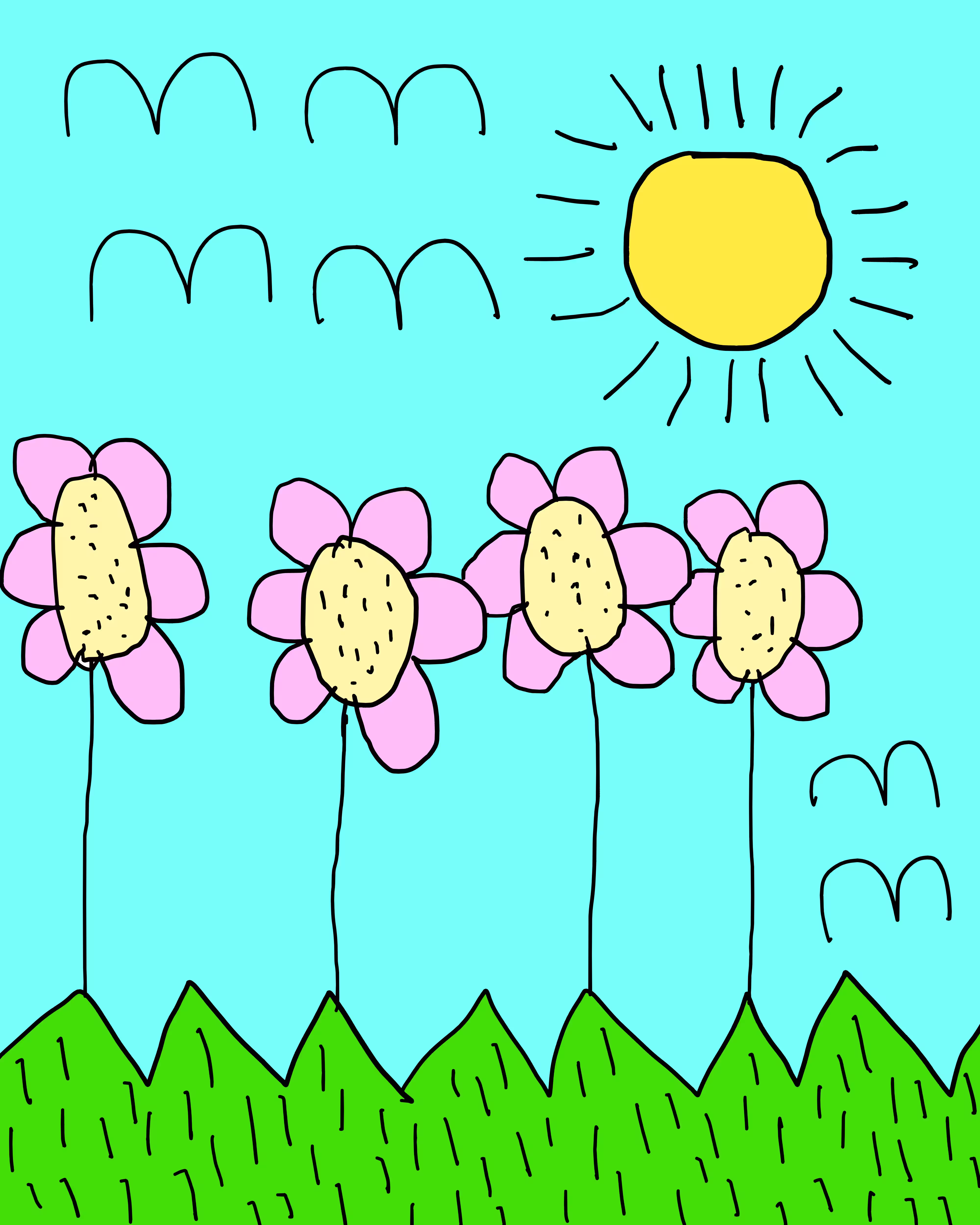 Four pink flowers