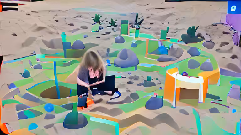 My neighbor alice playing sandbox in decentraland (pixray_genesis)