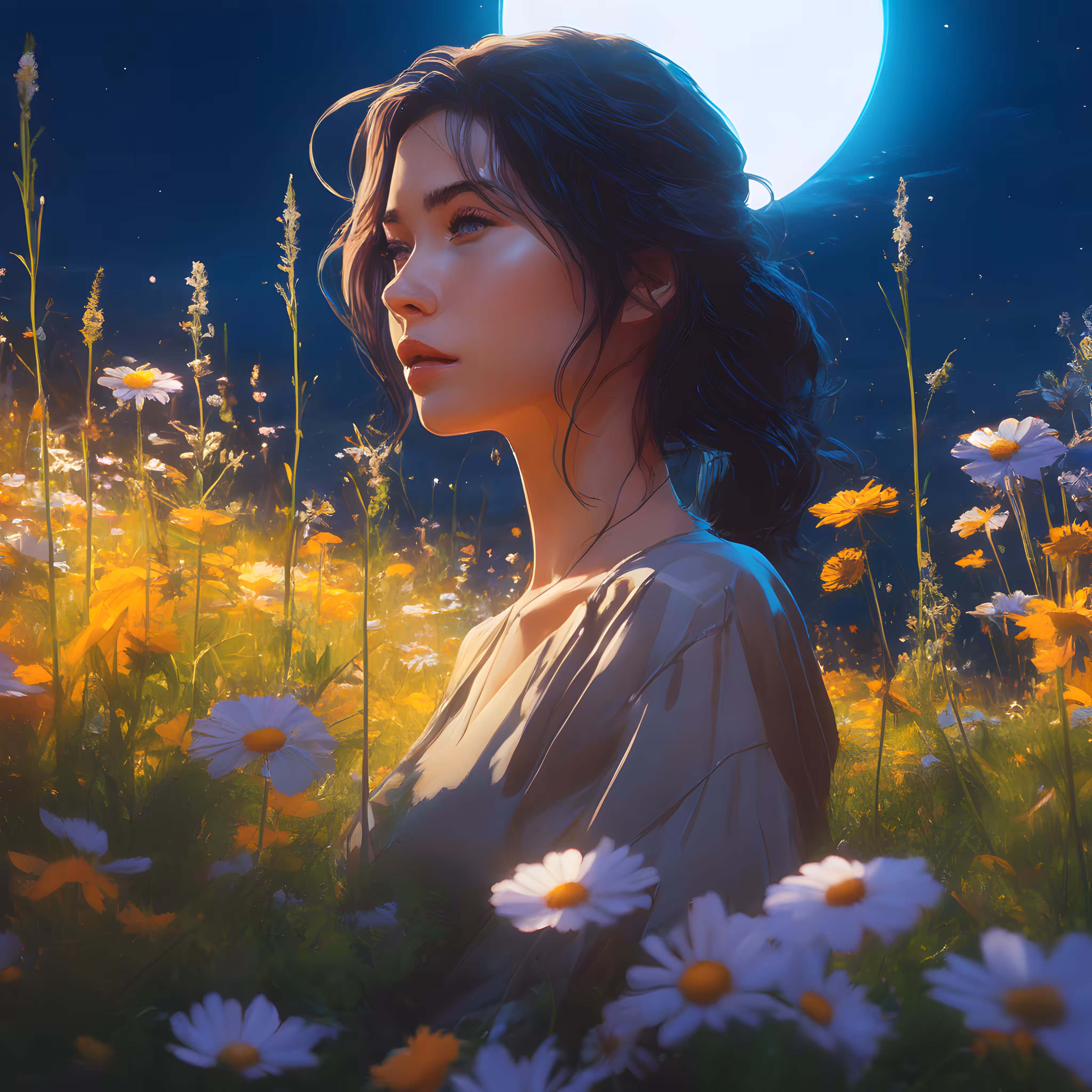 "Lunar Blossom: A Night's Serenade"