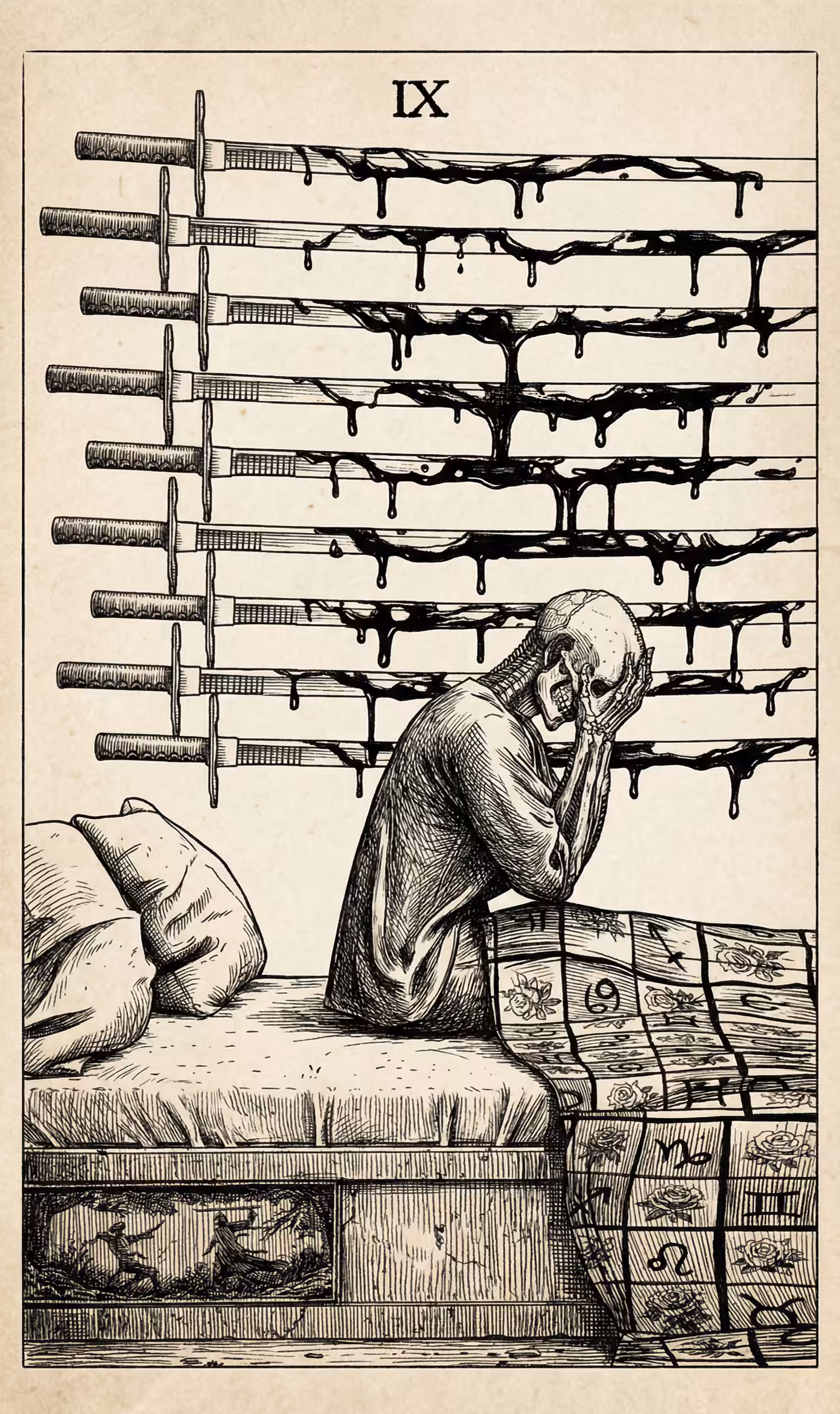 9 of Swords — Litho