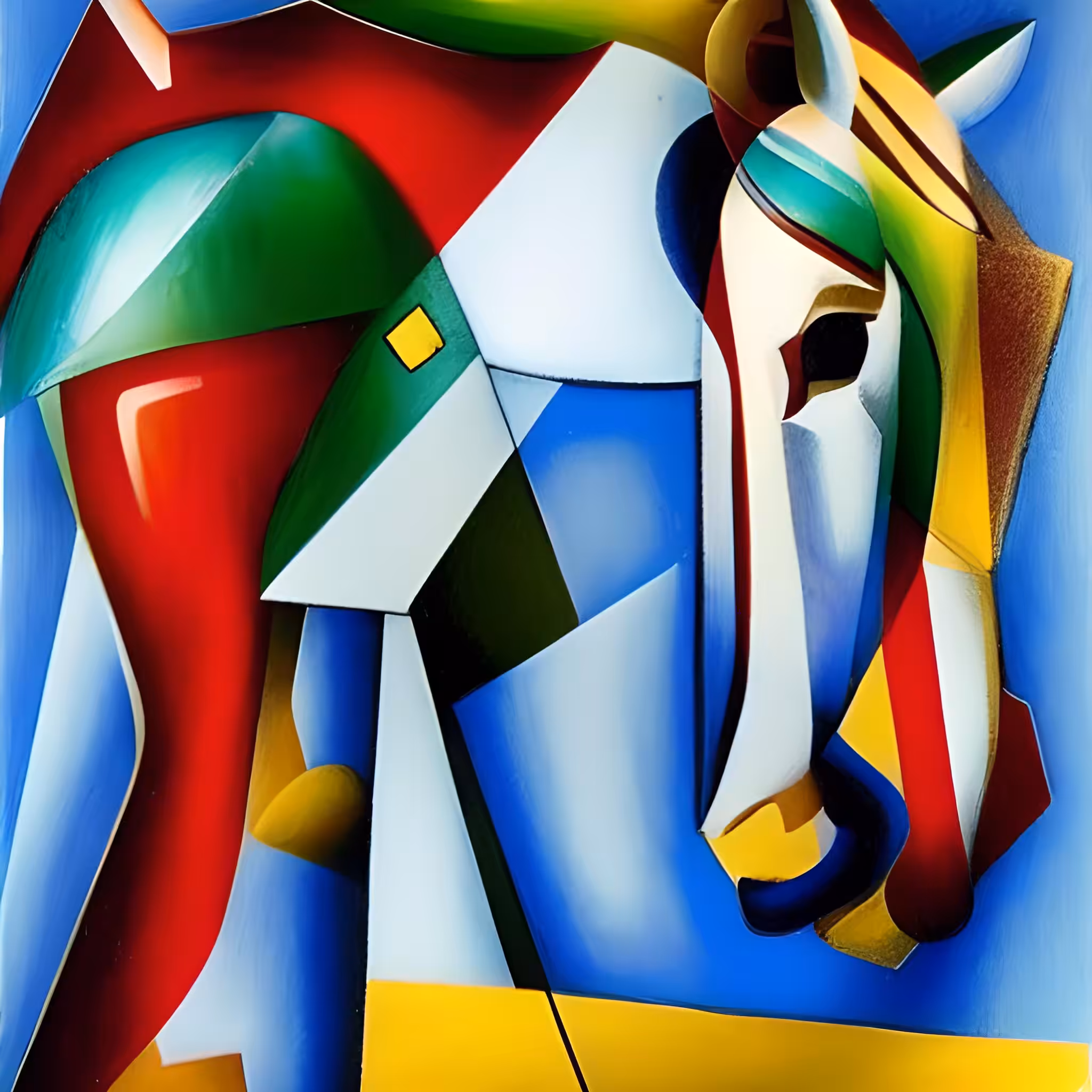 a horse, inspired by cubism