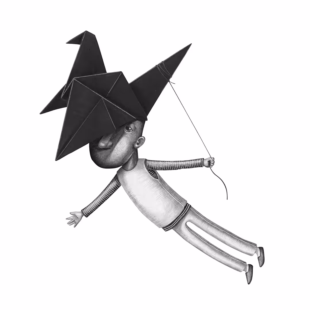 ORIGAMI CRANE grayscale