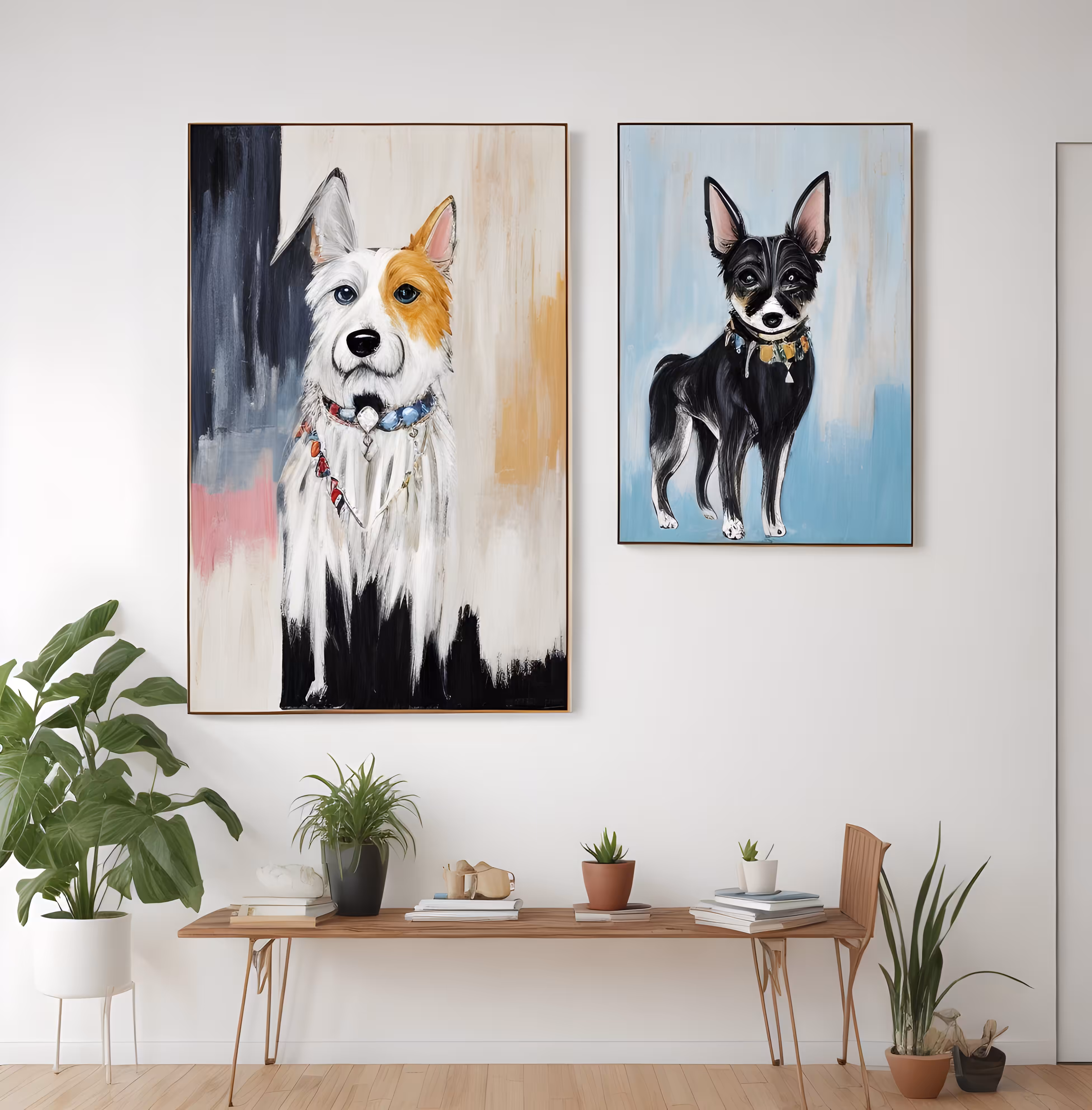 Collection of abstract dog wall art
