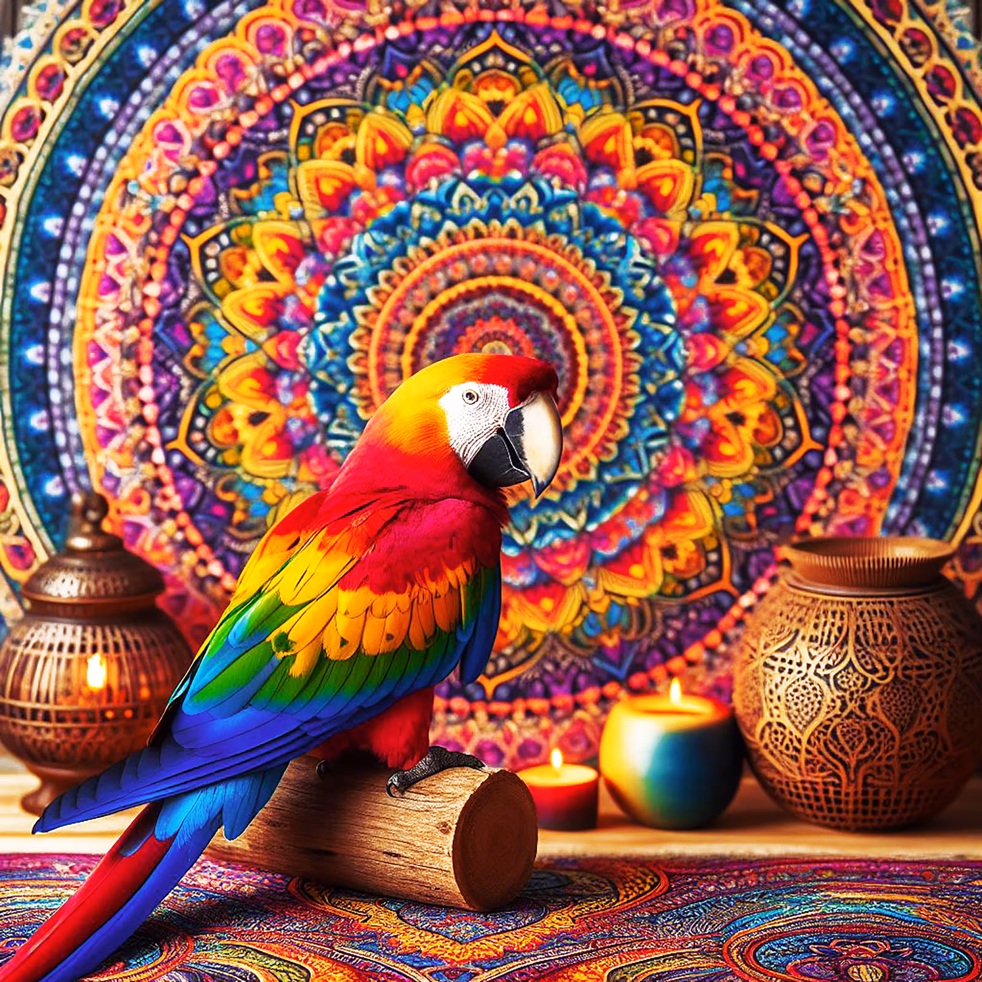 Ai Artwork: A parrot in the dance of colors