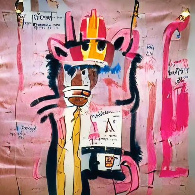 Pink Panther Mask (Basquiat's style)