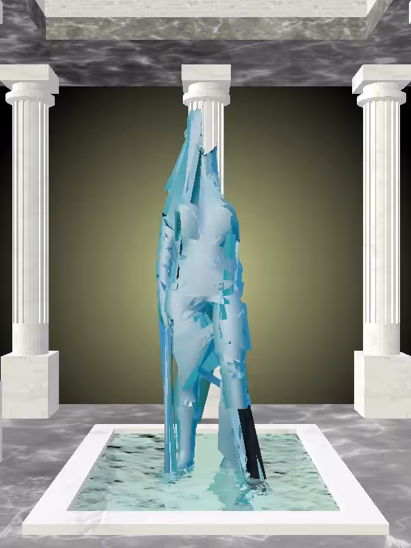 HeavenComputer: The Fading Phone Calling Aqua Green Woman #7365