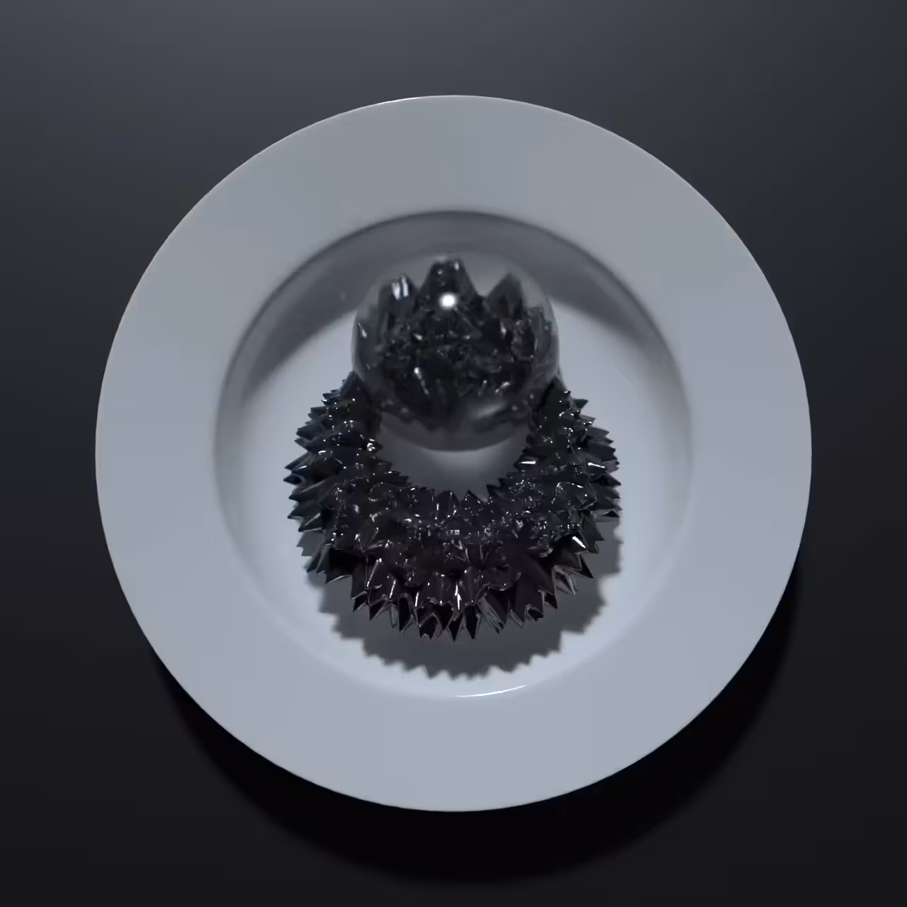 Ferro fluid dish with glass