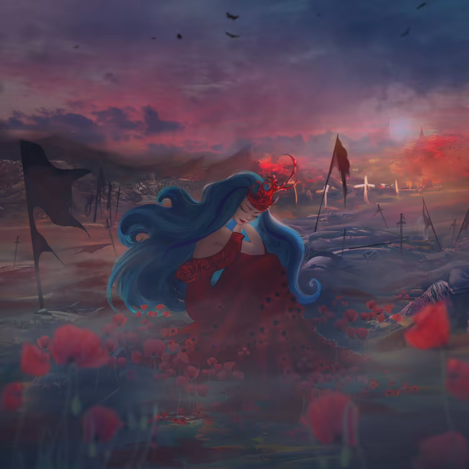 Poppy queen on the battlefield