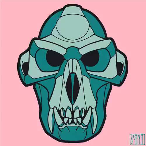 💀67 | MINIMALIST LANGUR SKULL | Teal