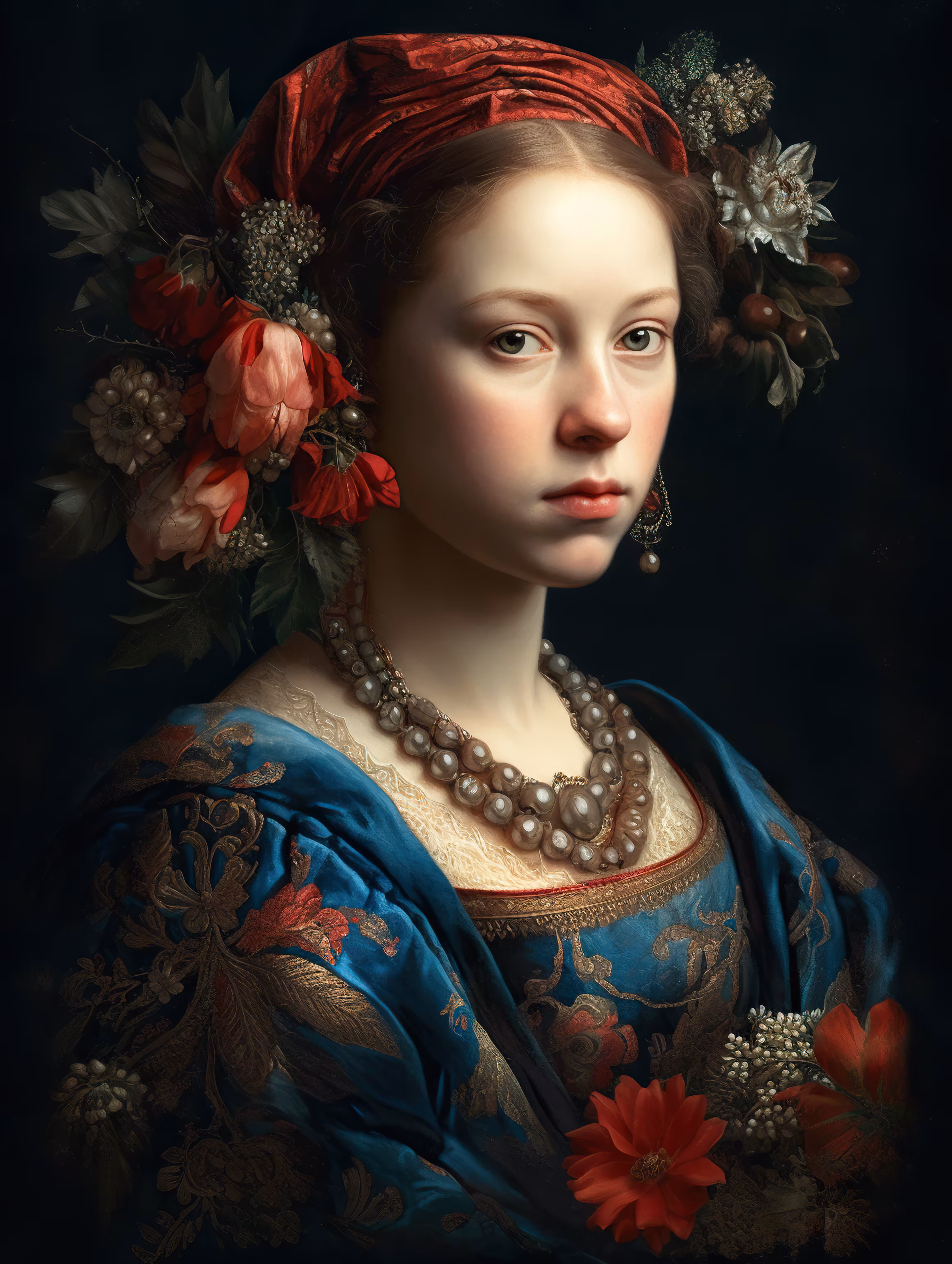Woman With Flowers In Her Hair