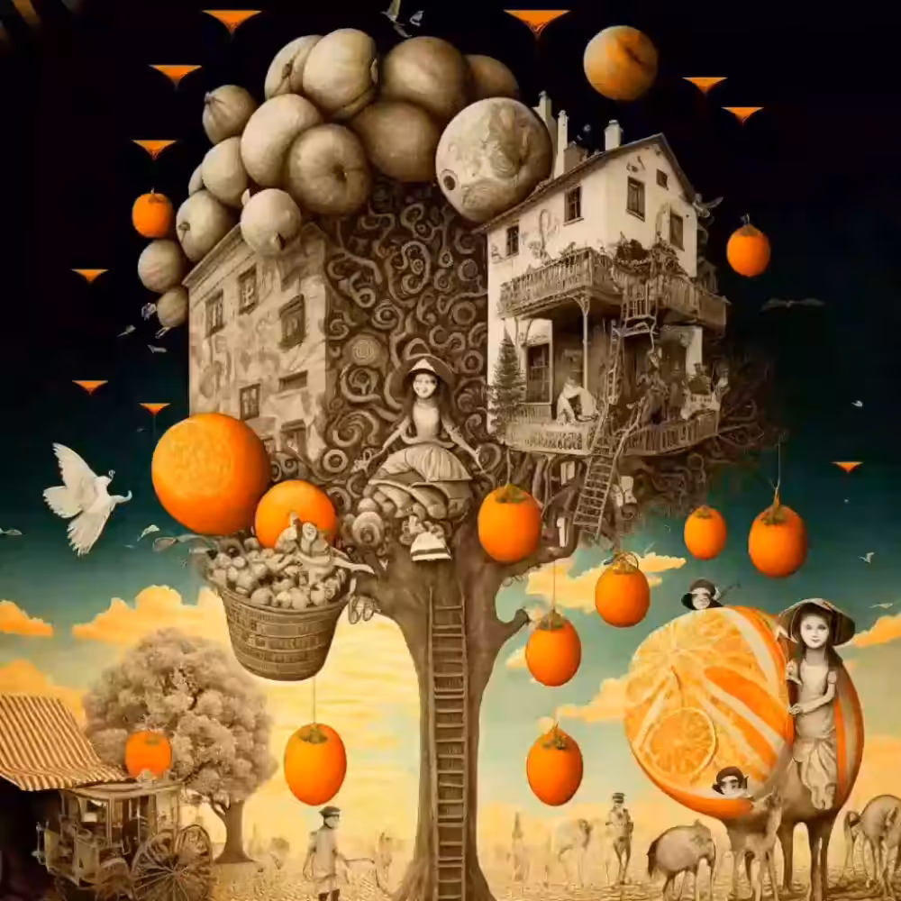 Happy tree 56 - vintage orange