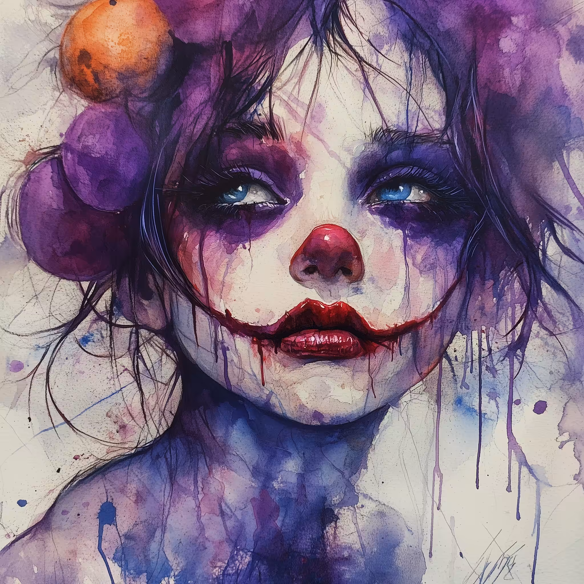Watercolor clown 2