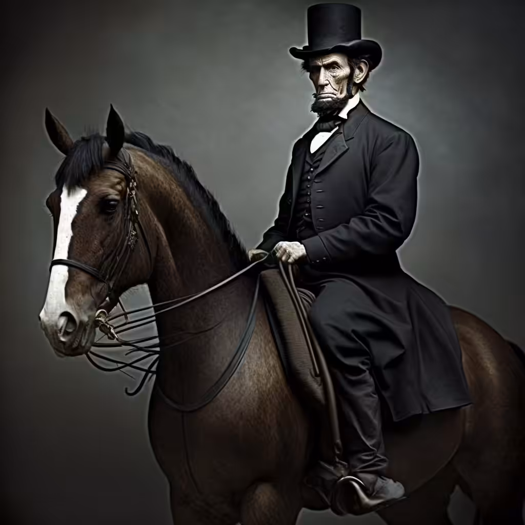 Lincoln riding a Horse
